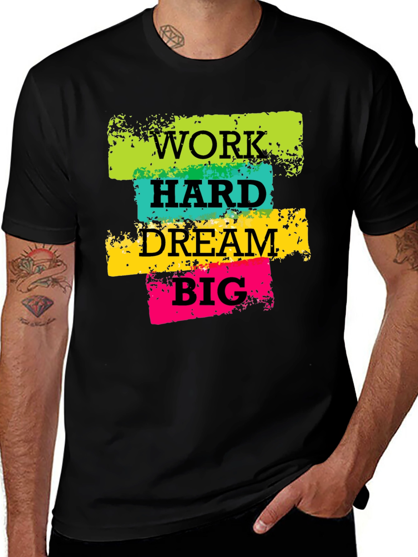 Variant 13 of Motivational Work Hard Dream Big Graphic T-Shirt