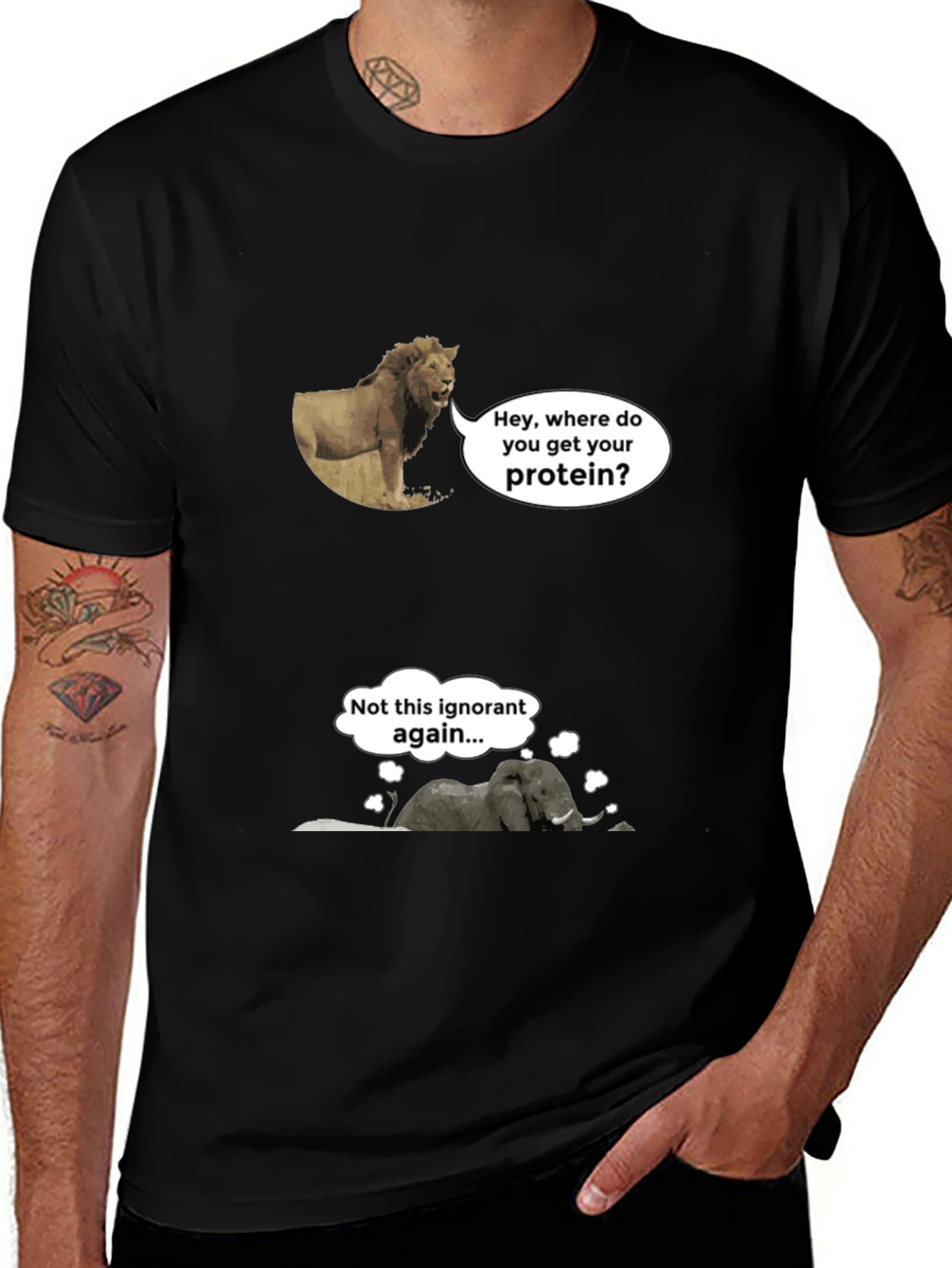 Variant 30 of Funny Vegan Lion and Elephant T-Shirt