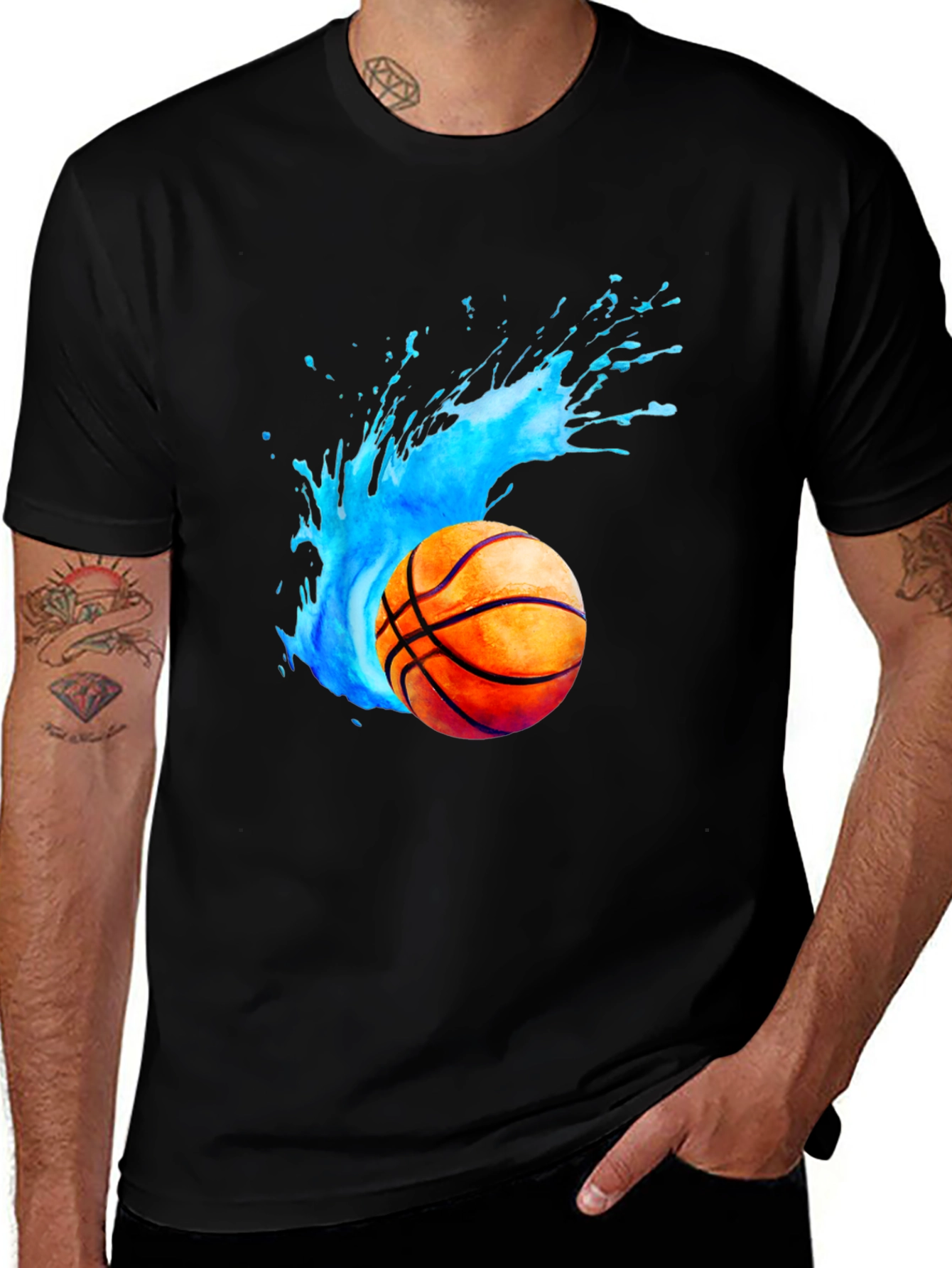 Variant 15 of Basketball Splash Graphic Tee - Black