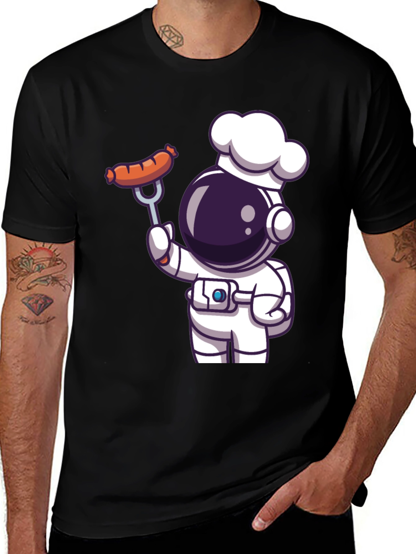 Variant 28 of Chef Astronaut T-Shirt - Space BBQ Design
