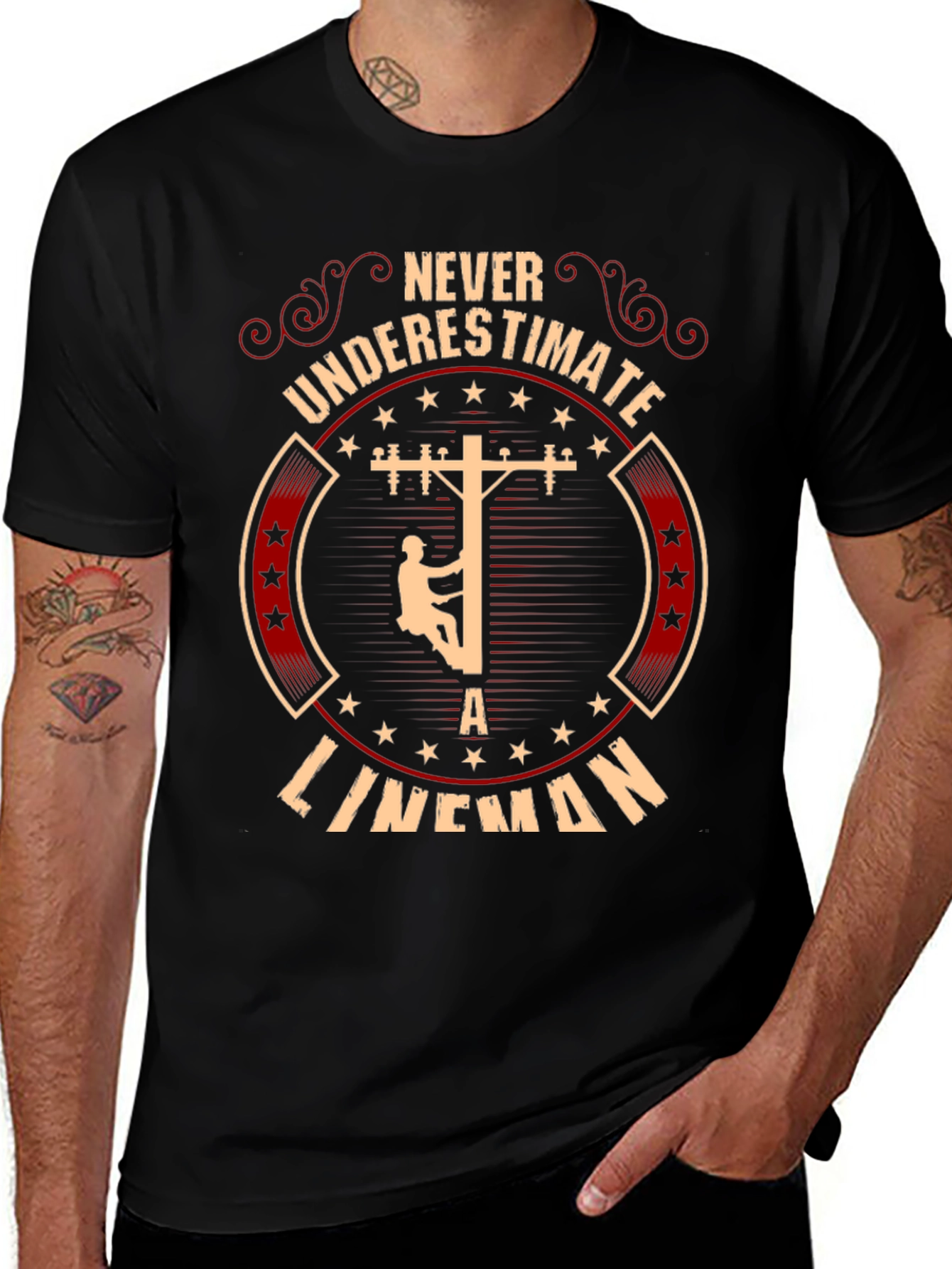 Variant 3 of Never Underestimate Lineman T-Shirt