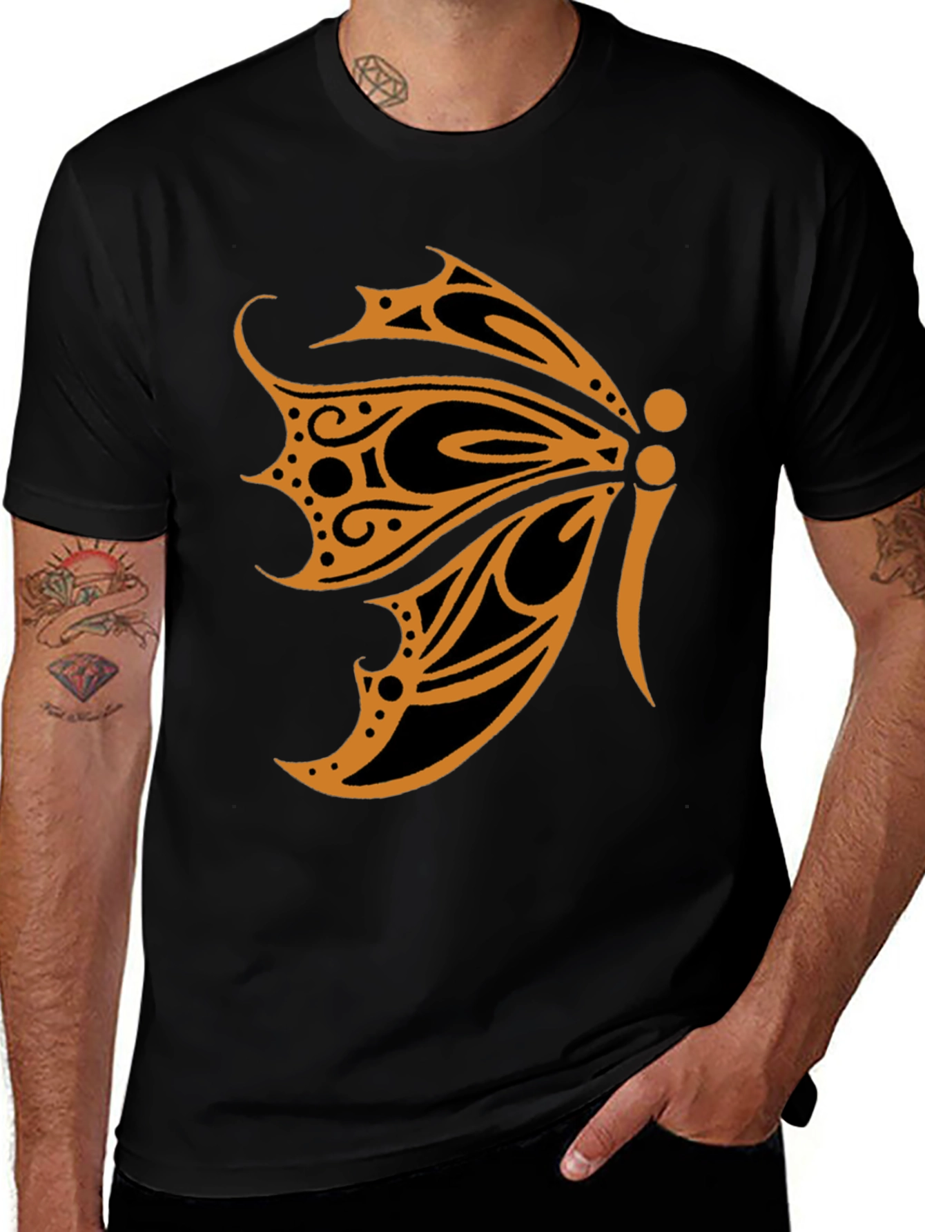 Variant 26 of Butterfly Graphic Tee - Men's Black T-Shirt