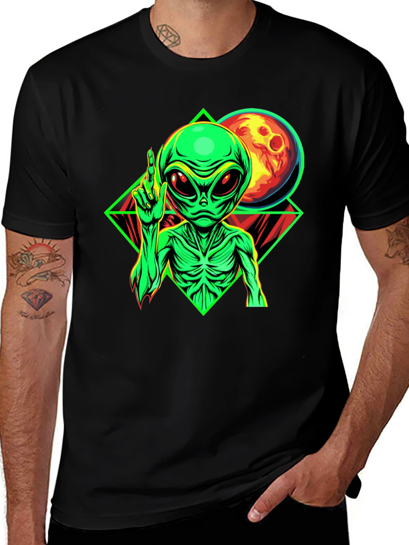 Variant 10 of Alien Moon Graphic Black T-Shirt