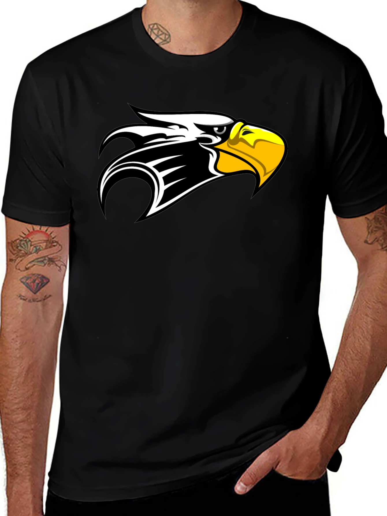 Variant 9 of Black T-Shirt with Eagle Head Design