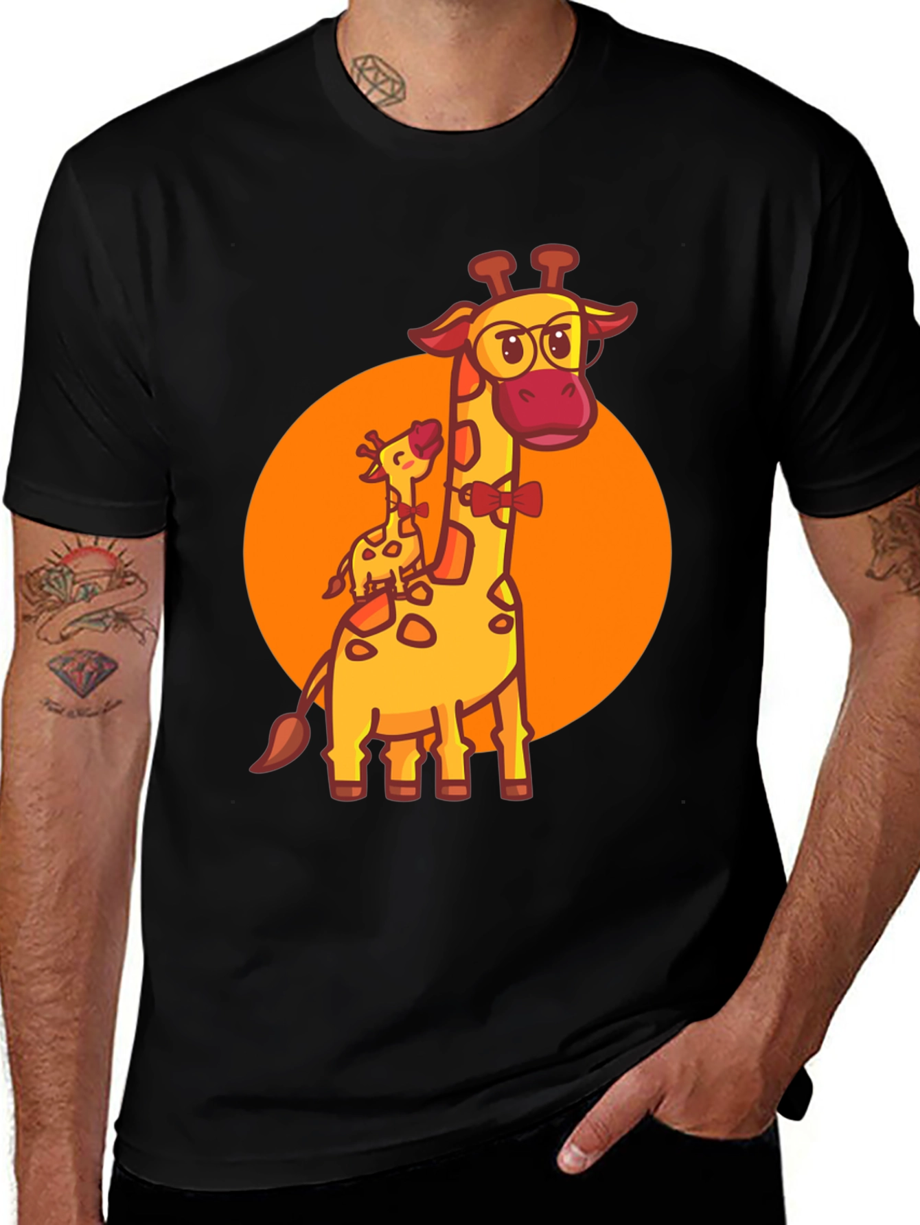 Variant 9 of Giraffe Family T-Shirt: Cute Cartoon Animal Graphic Tee