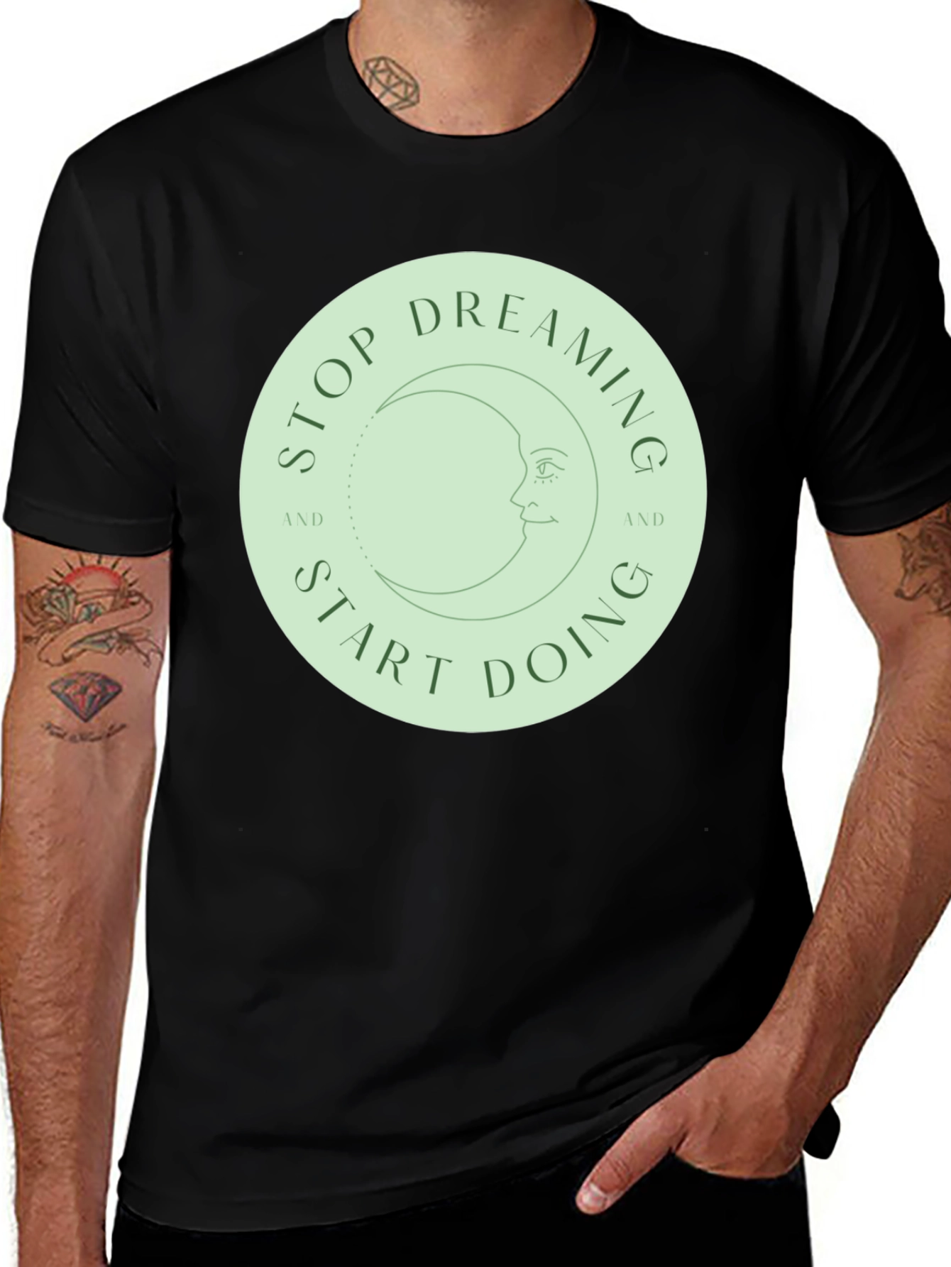 Motivational Moon T-Shirt - Stop Dreaming, Start Doing