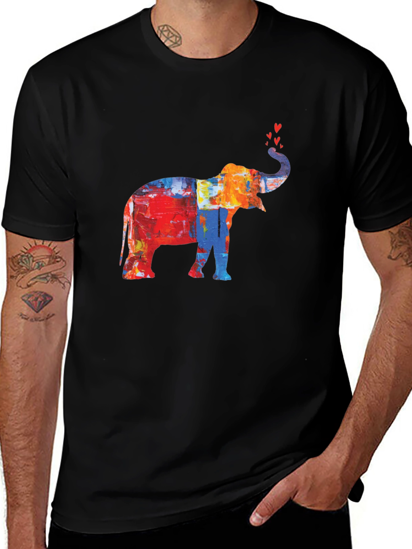 Variant 25 of Abstract Elephant Graphic Tee - Men's Black T-Shirt