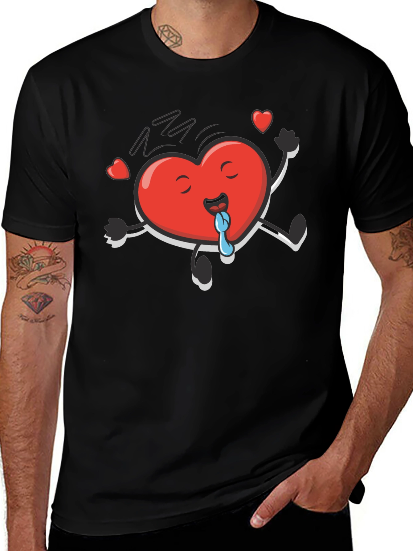 Variant 15 of Funny Heart Character Black T-Shirt