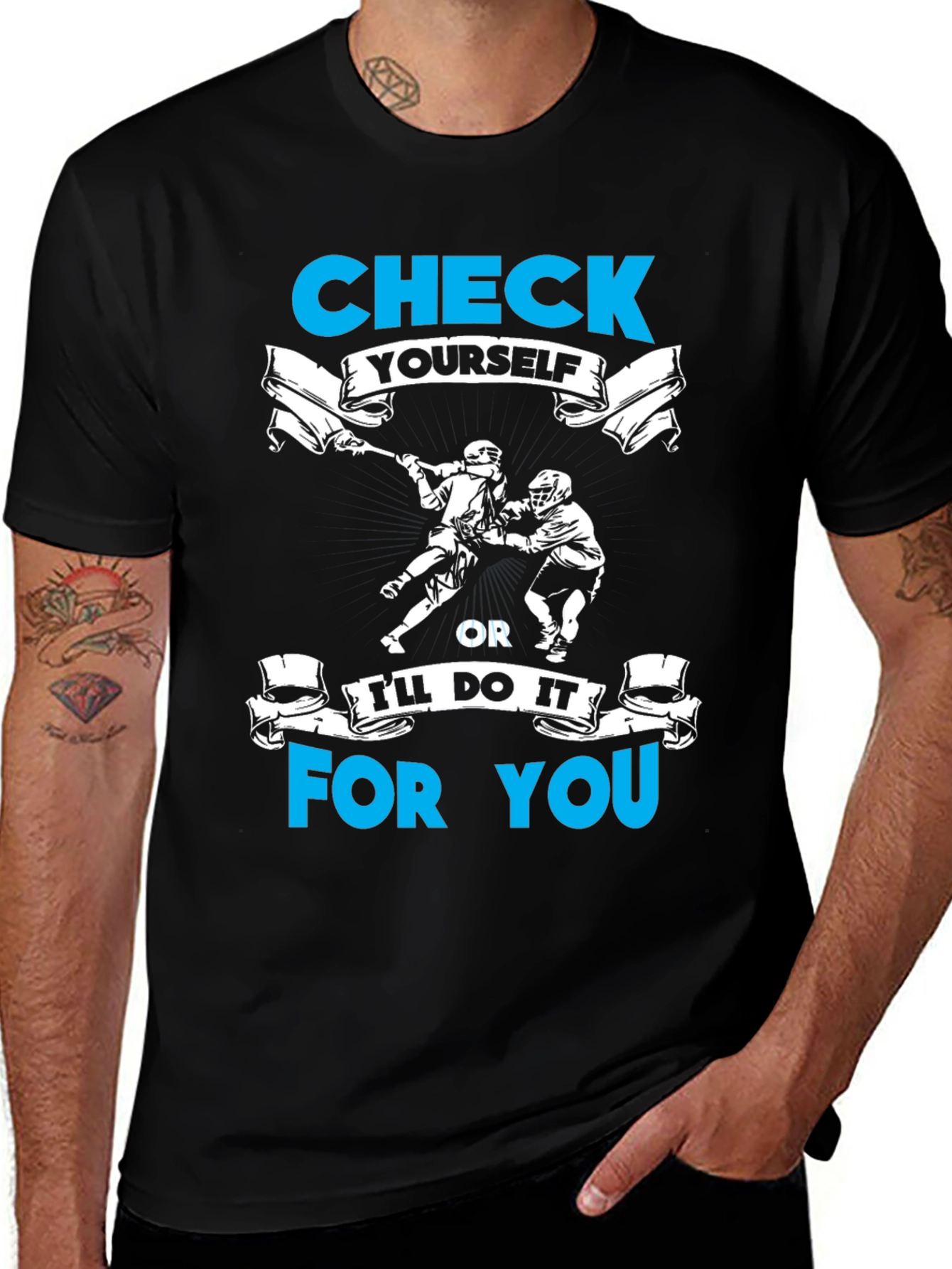 Variant 5 of Check Yourself Lacrosse Graphic T-Shirt