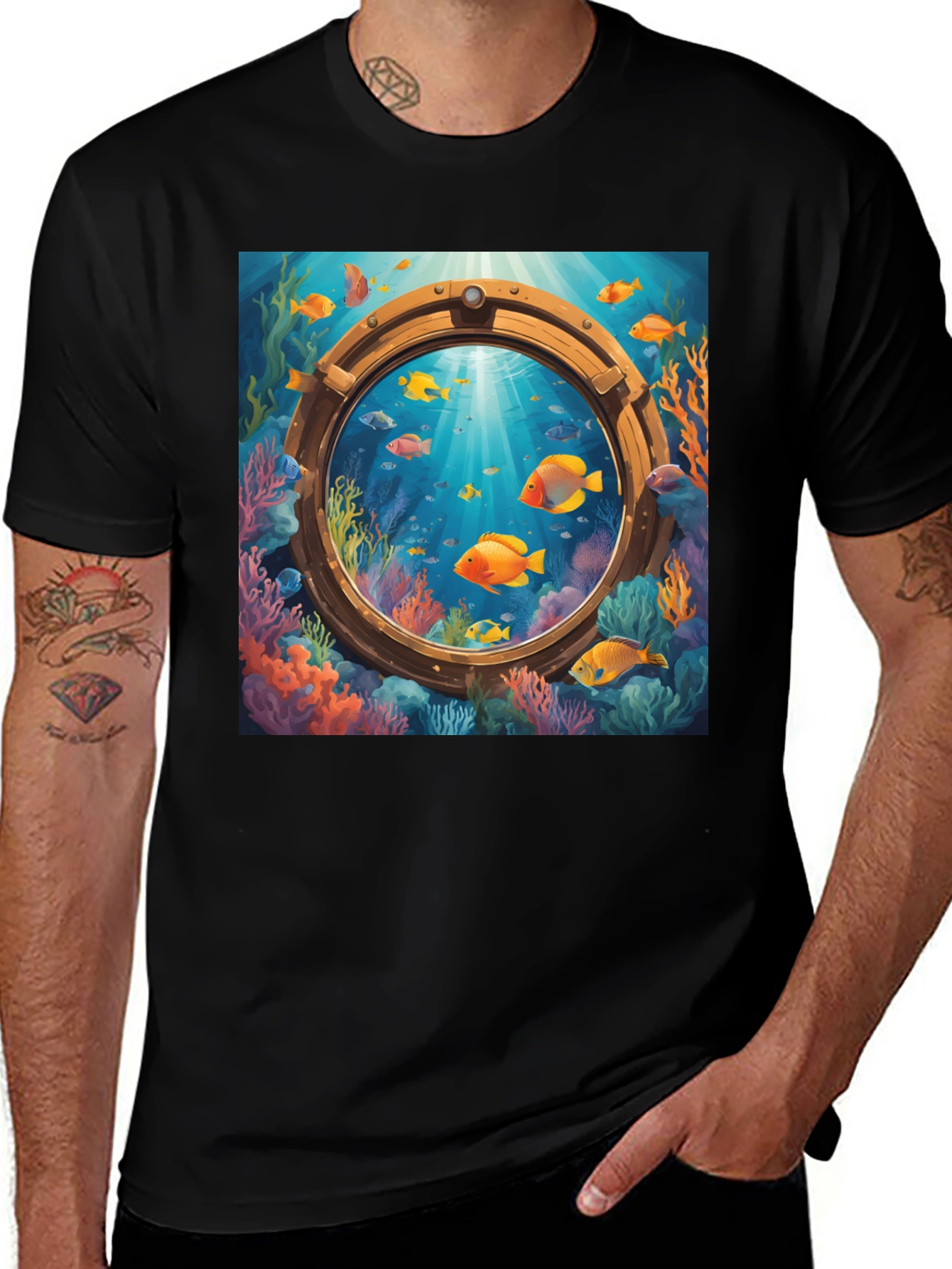 Variant 5 of Undersea Porthole Graphic Tee