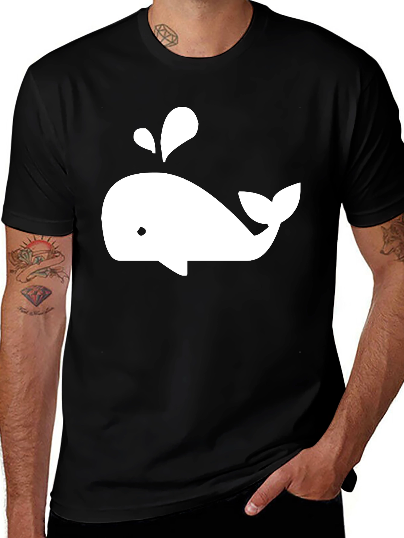 Variant 23 of Whale Graphic T-Shirt - Casual Black Tee