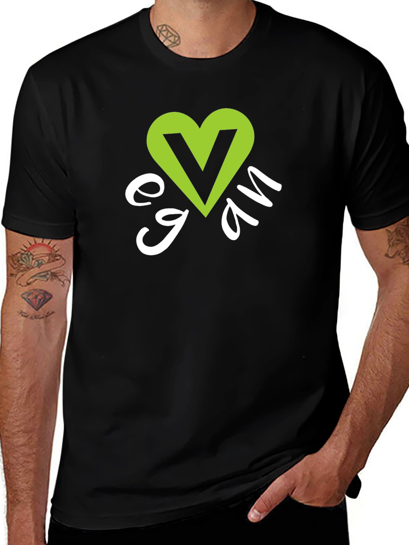 Variant 11 of Vegan Heart Graphic T-Shirt - Black