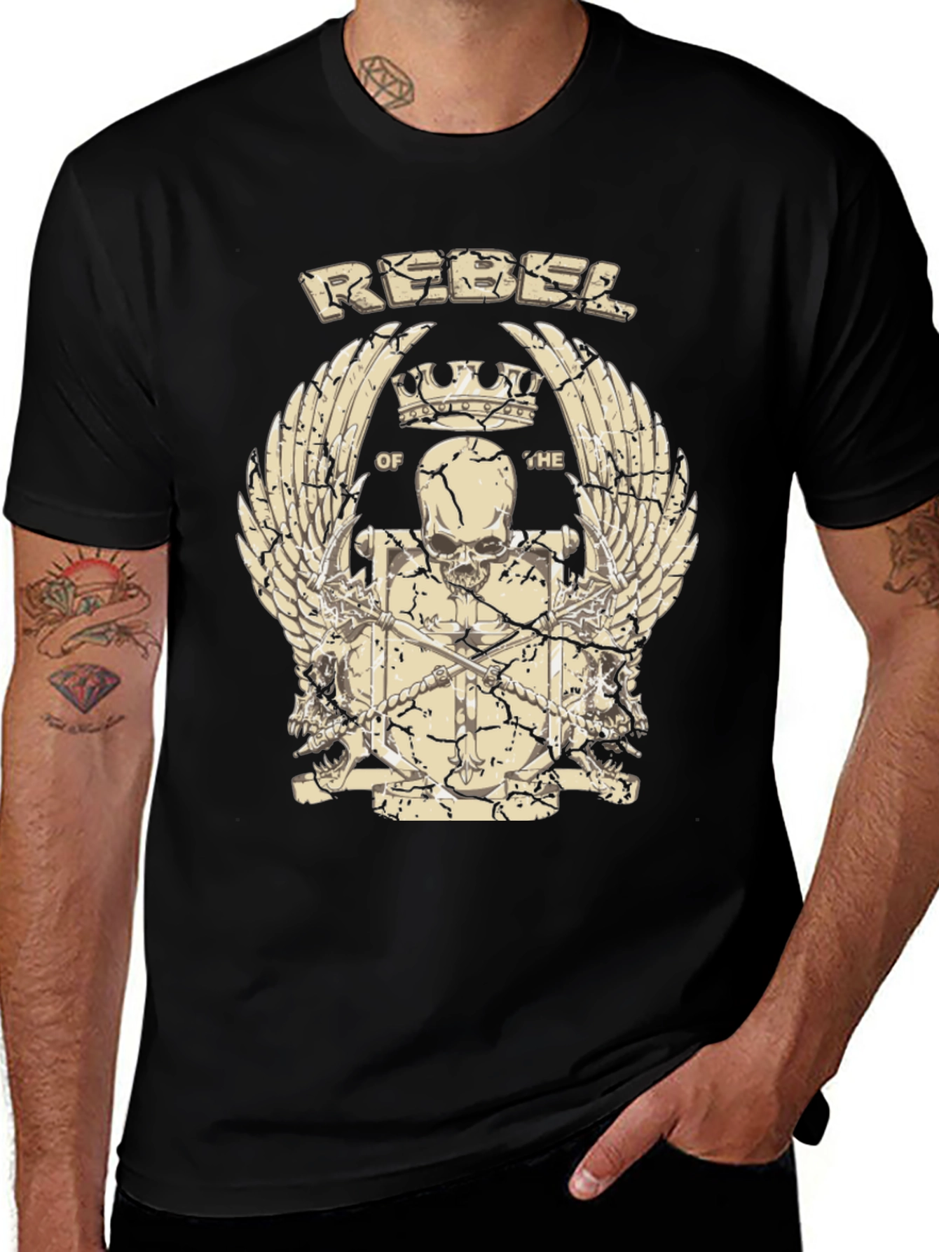 Variant 7 of Rebel Graphic Print Black T-Shirt