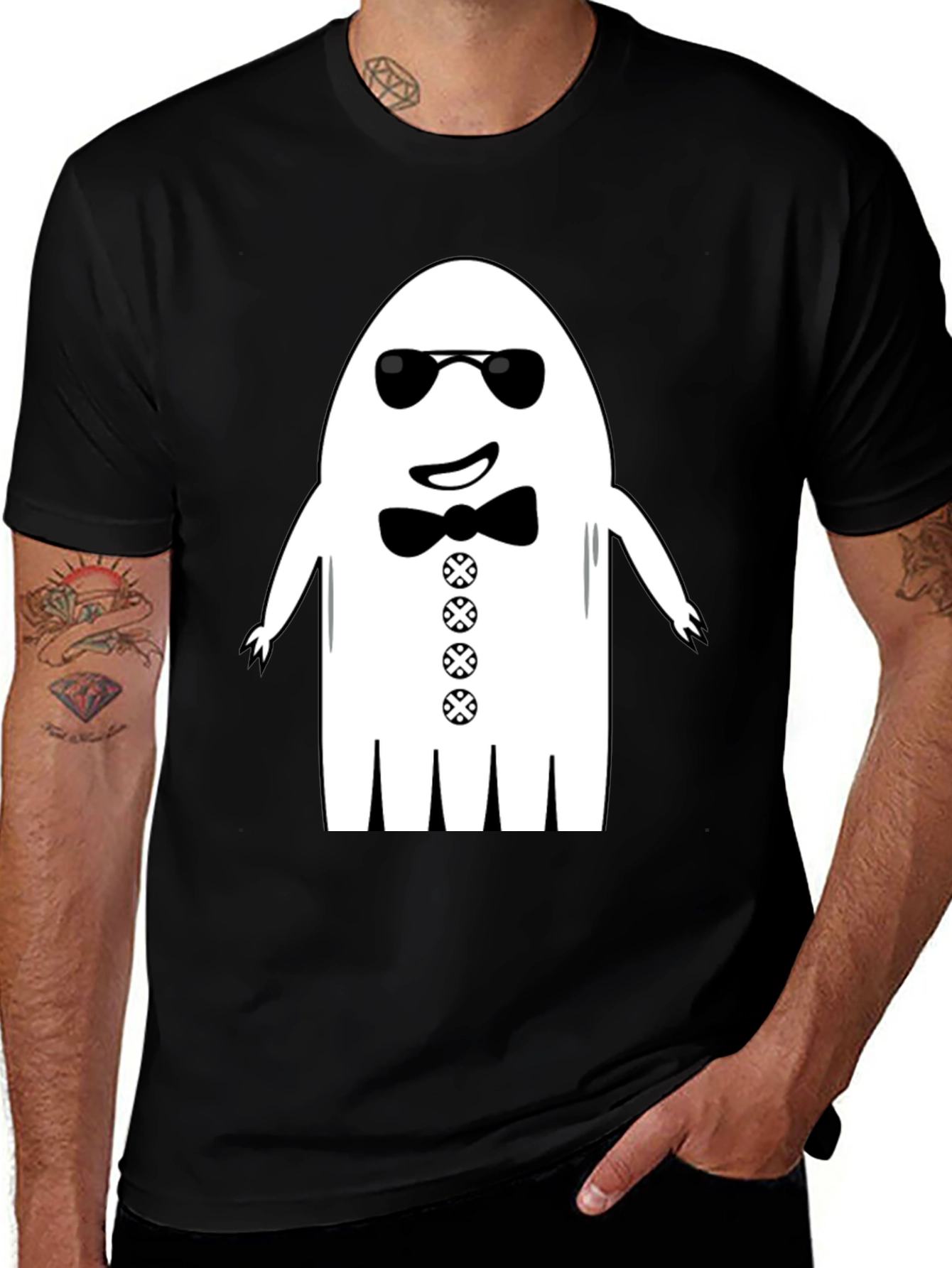 Variant 20 of Cool Ghost Graphic T-Shirt - Men's Black Tee