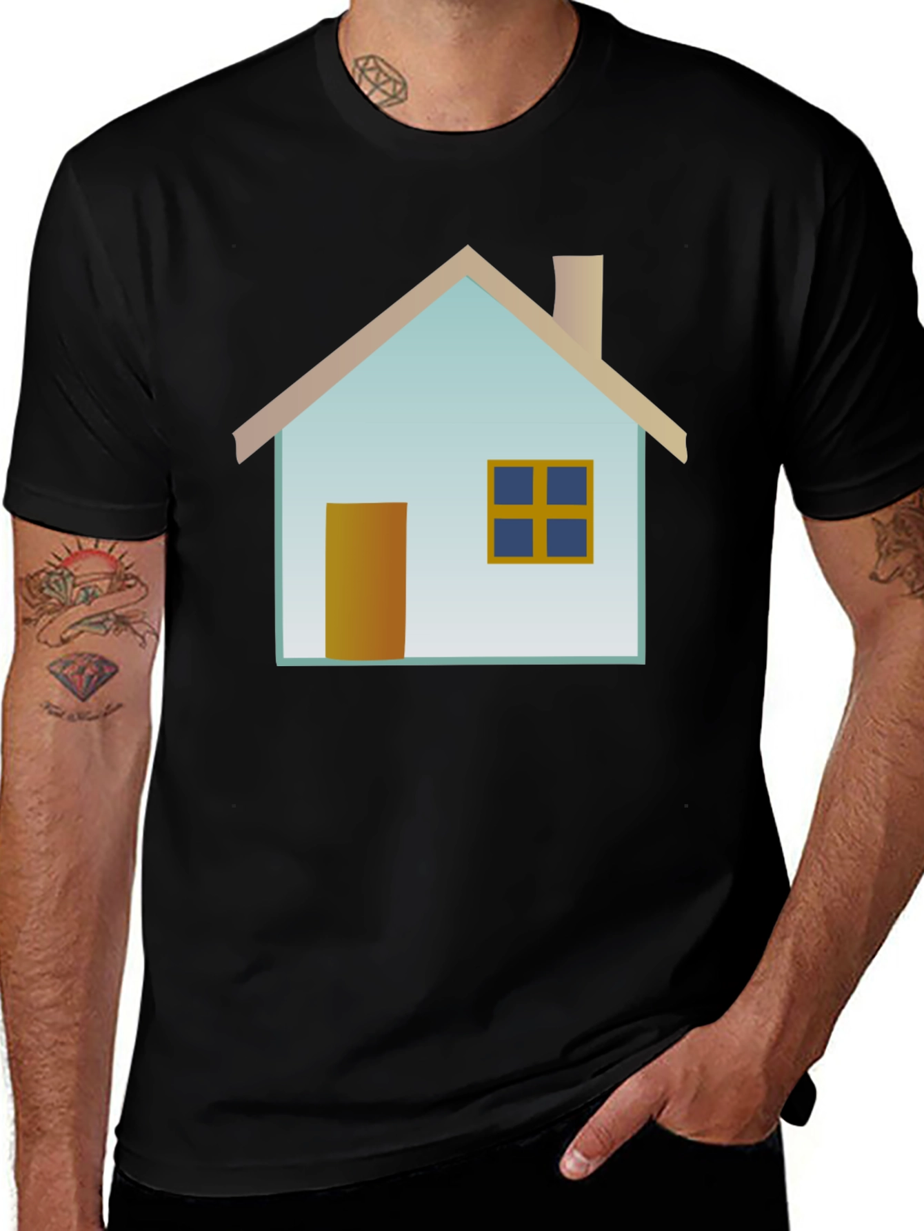 Variant 13 of House Graphic Black T-Shirt, Casual Wear
