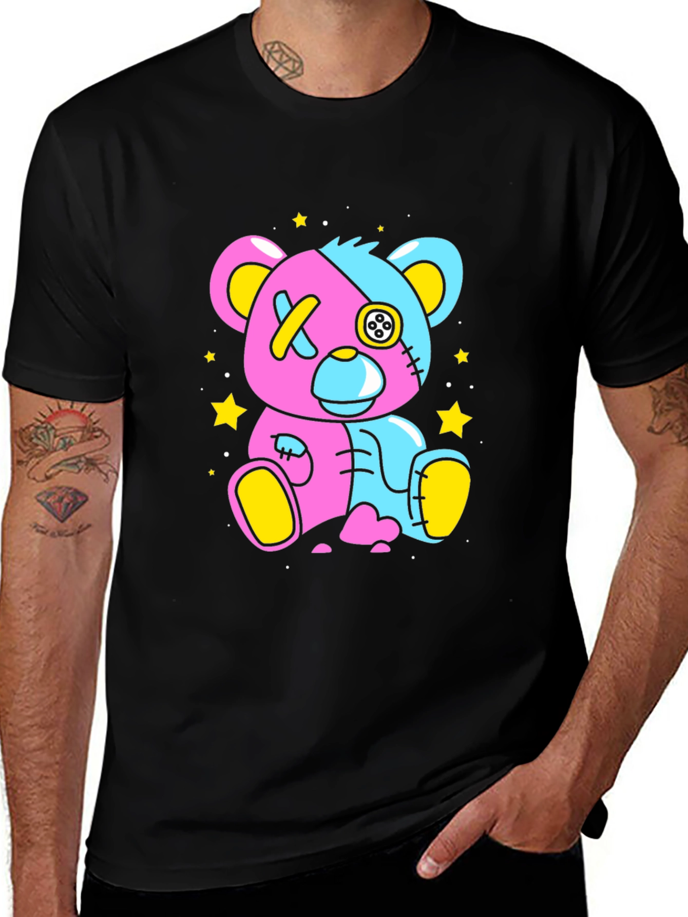 Variant 20 of Two-Tone Teddy Bear Graphic T-Shirt - Unique Design