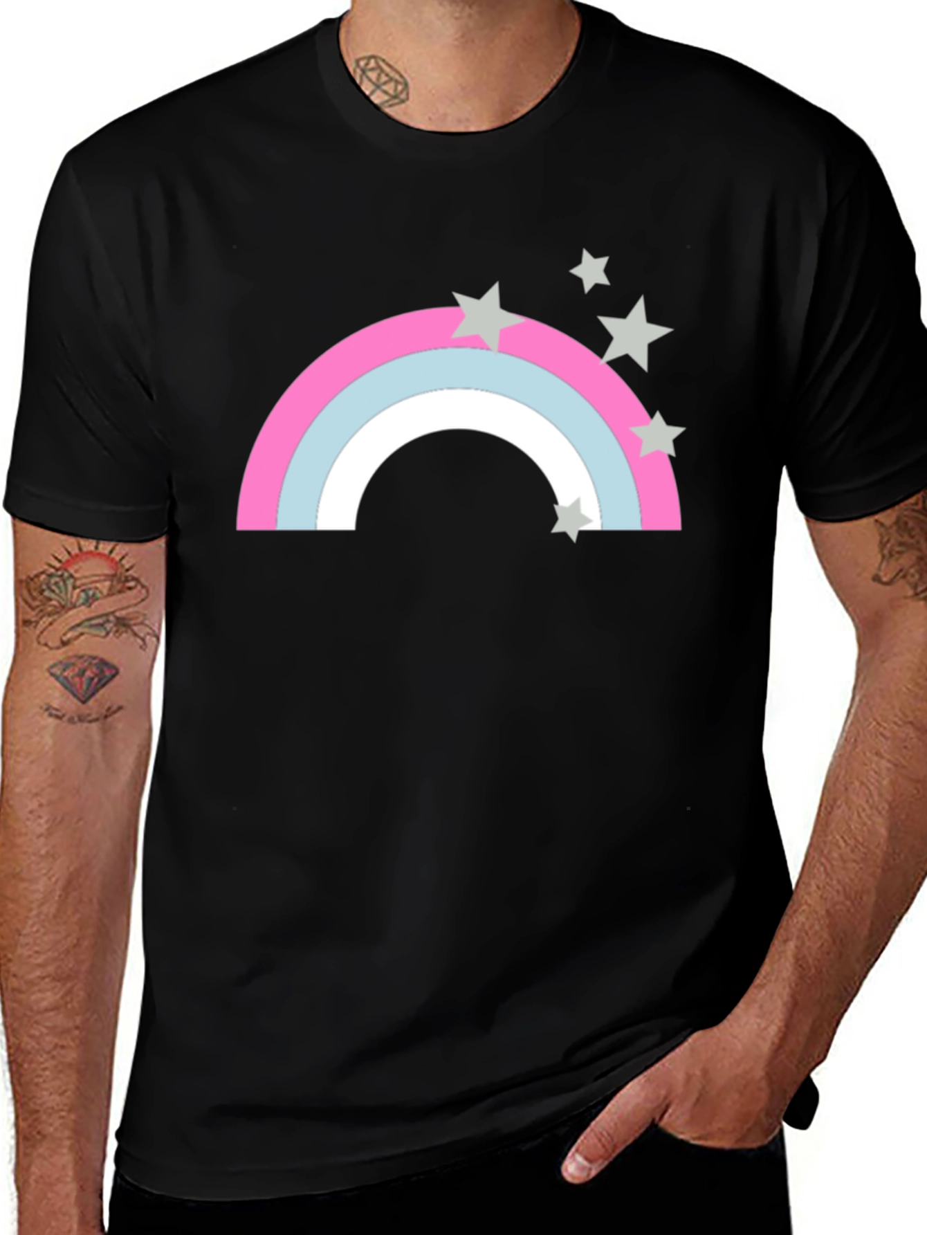 Variant 29 of Rainbow & Star Graphic Black T-Shirt