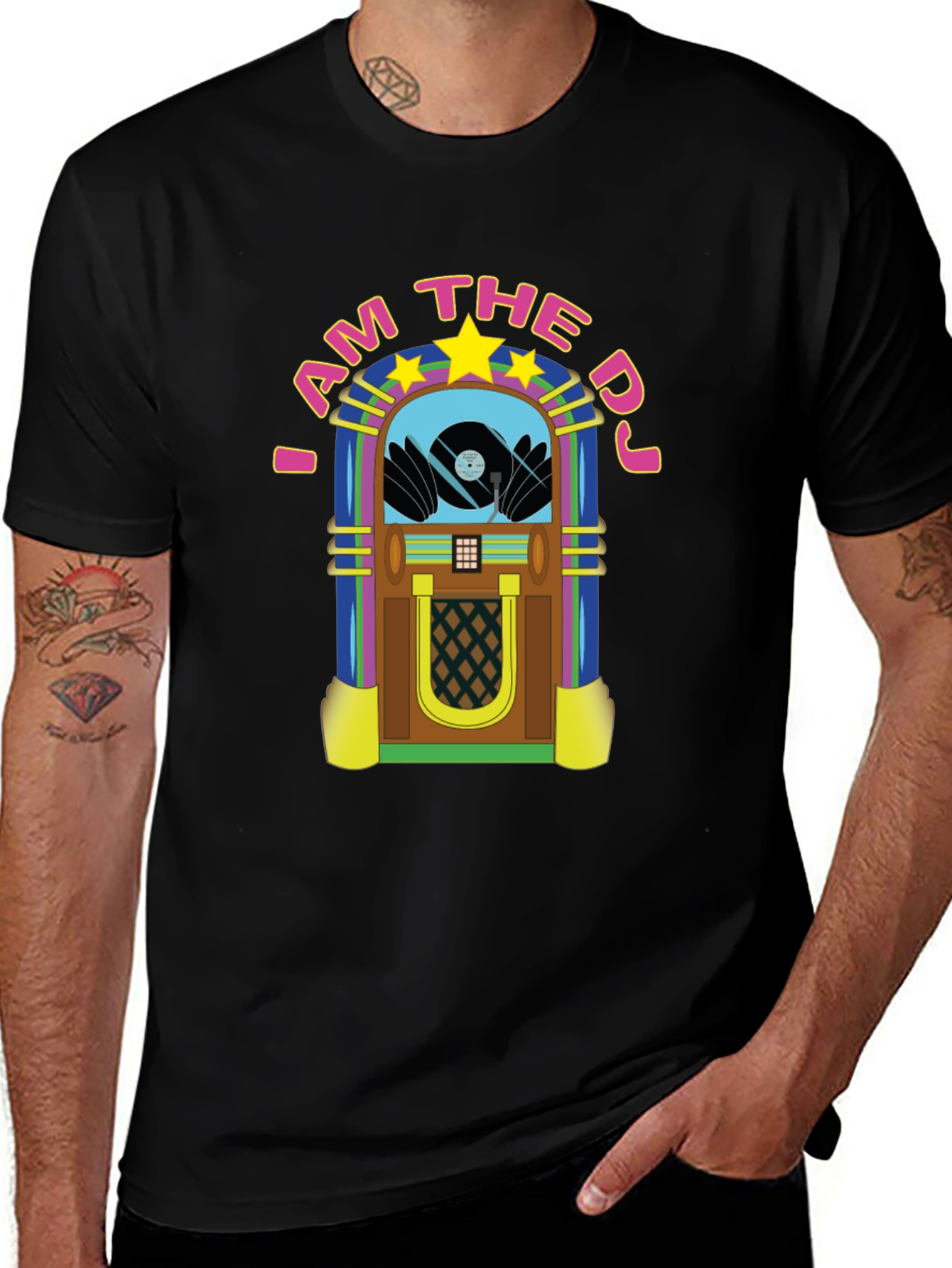 Variant 4 of I am the DJ Graphic Tee - Retro Jukebox Design