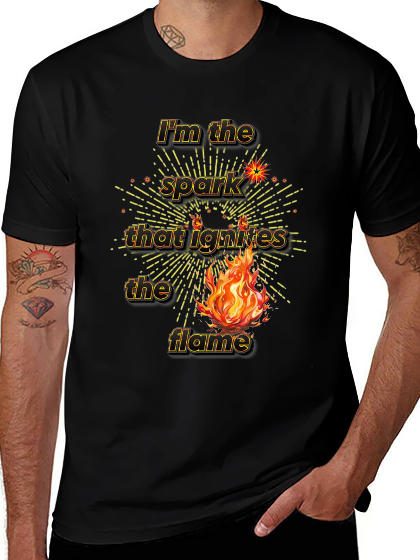 Variant 19 of Spark Ignites Flame Graphic Tee - Black