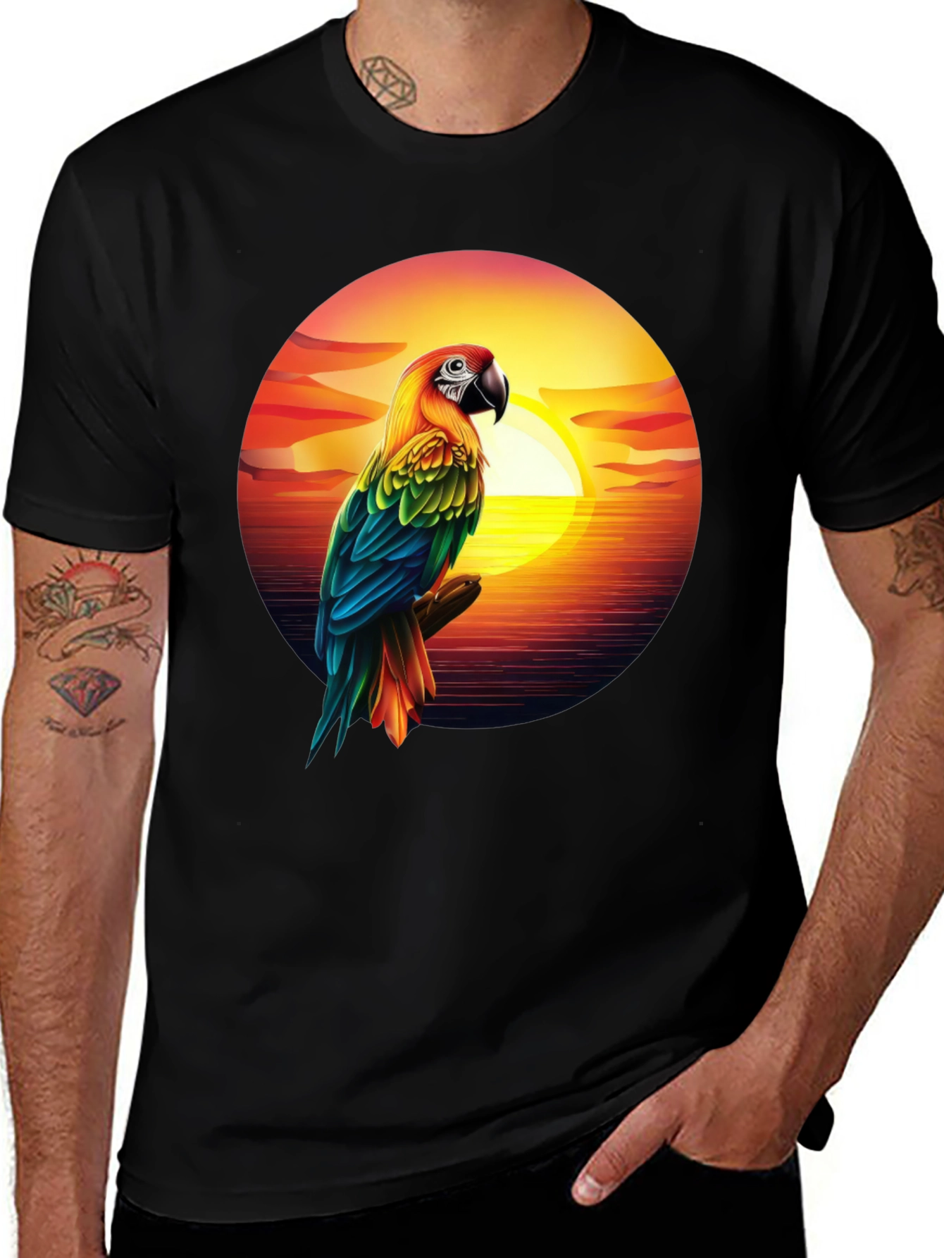 Variant 24 of Tropical Parrot Sunset Graphic Tee