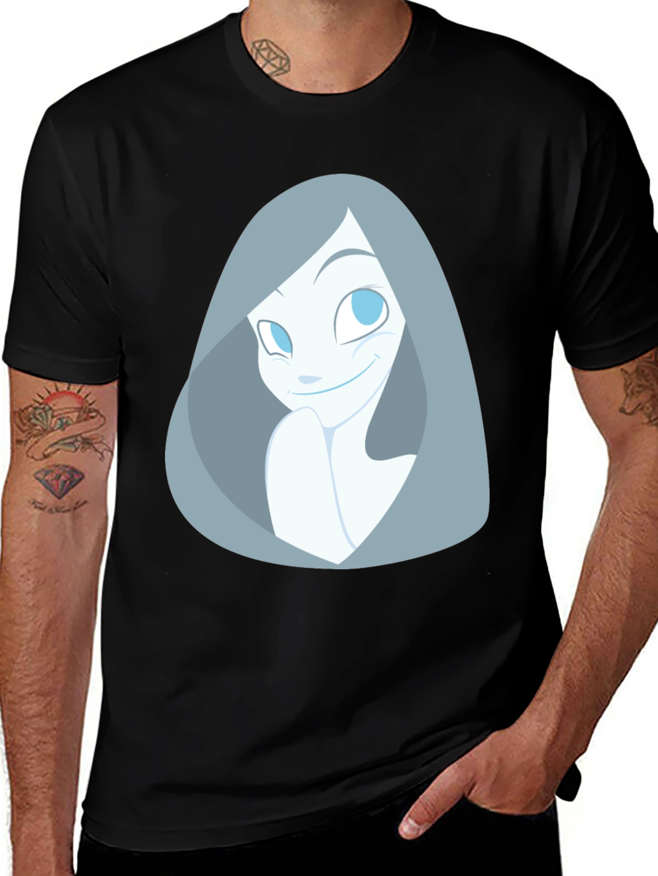 Variant 8 of Cartoon Ghost Graphic Black T-Shirt