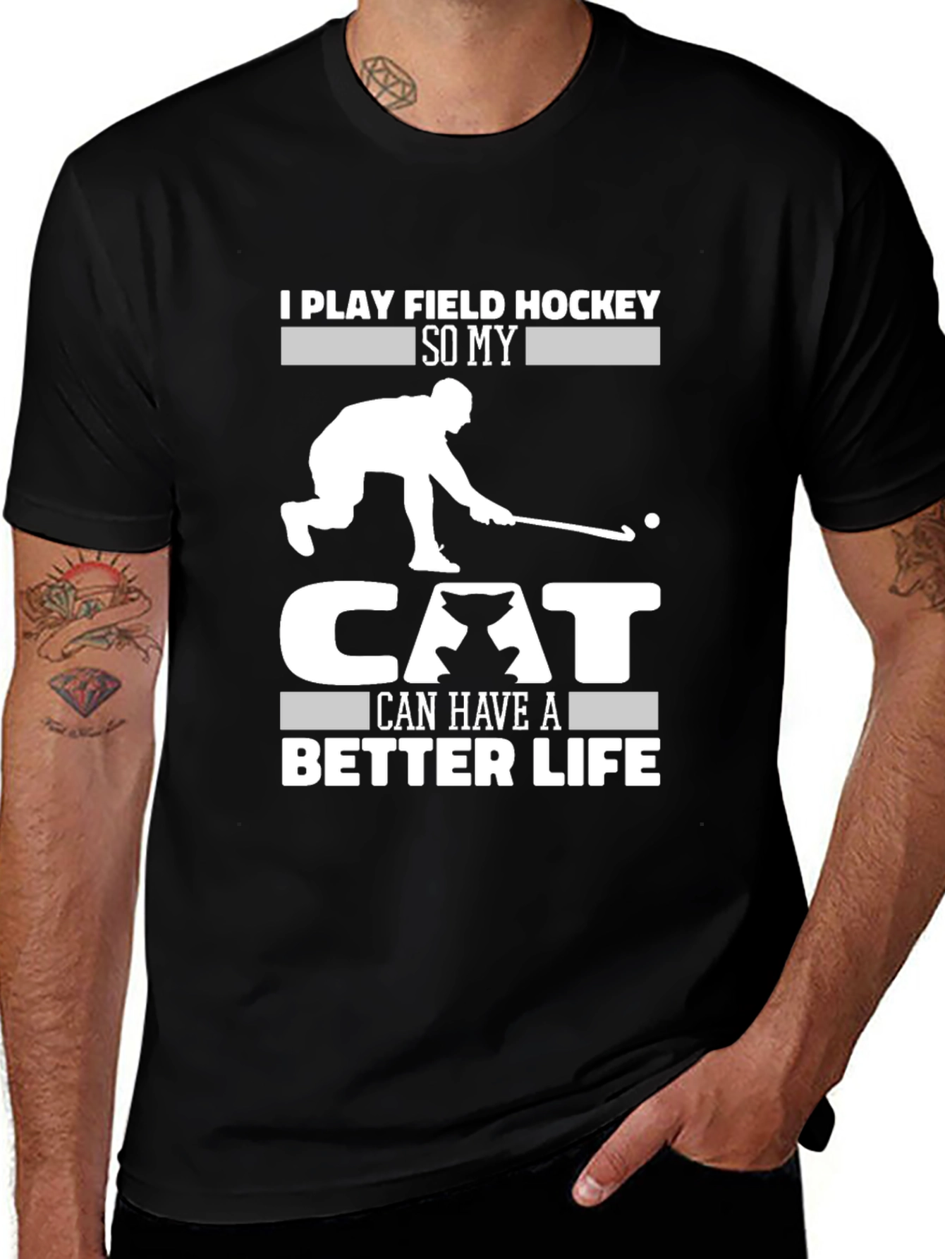 Variant 9 of Field Hockey Cat Lover T-Shirt: Better Life