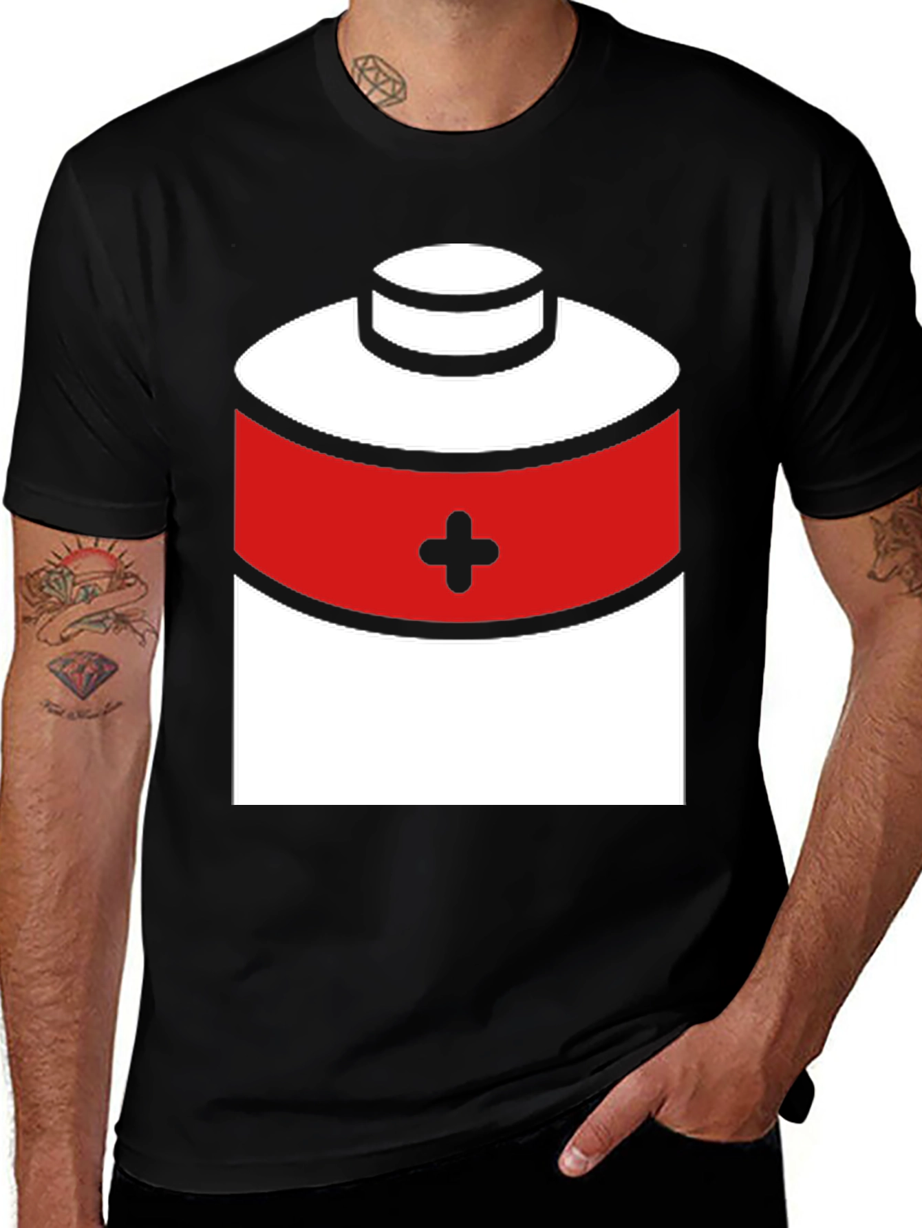 Variant 22 of Battery Graphic T-Shirt - Plus Sign Design