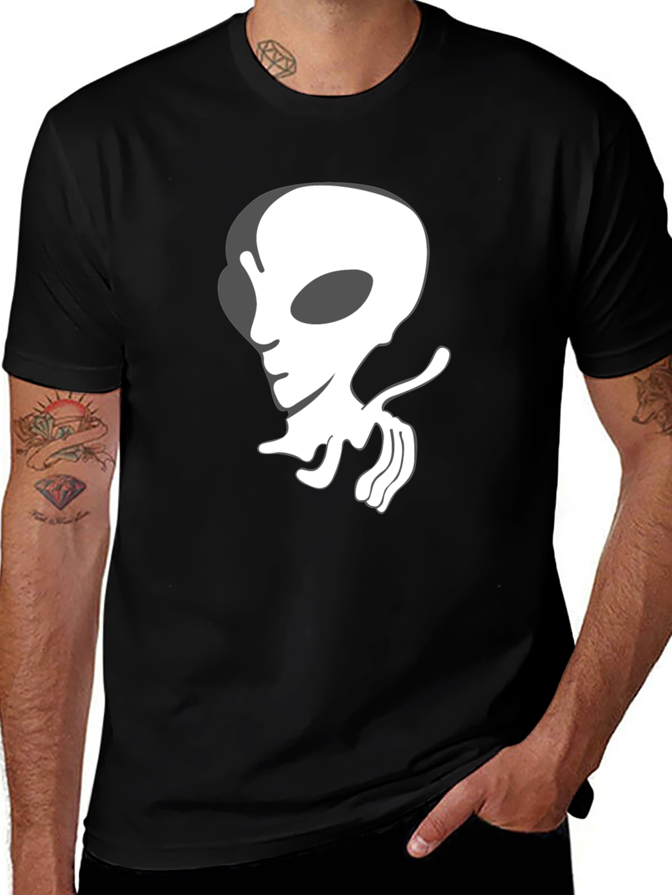 Variant 28 of Alien Graphic Black T-Shirt, Unique Design