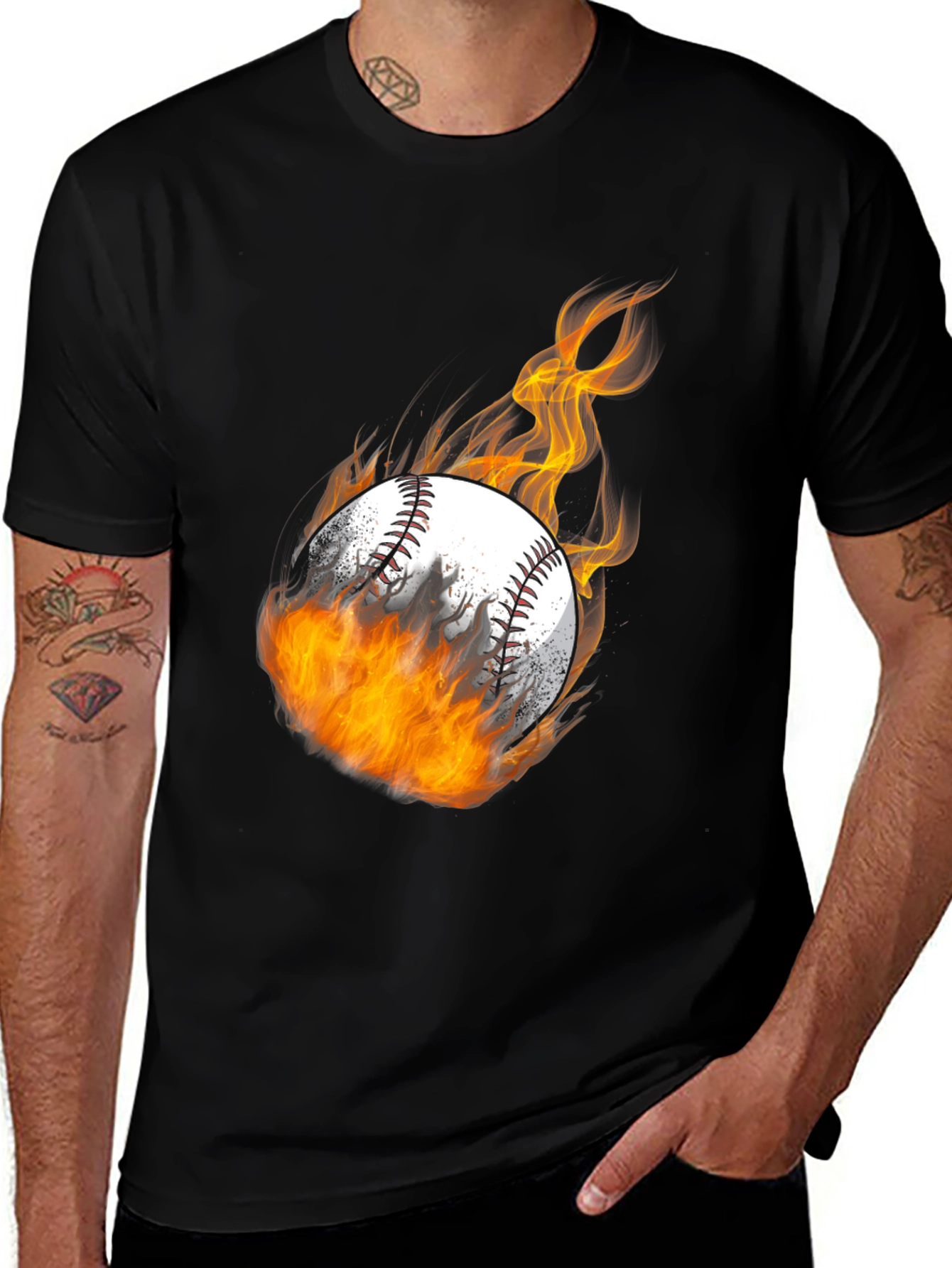 Variant 28 of Flaming Baseball Graphic Tee
