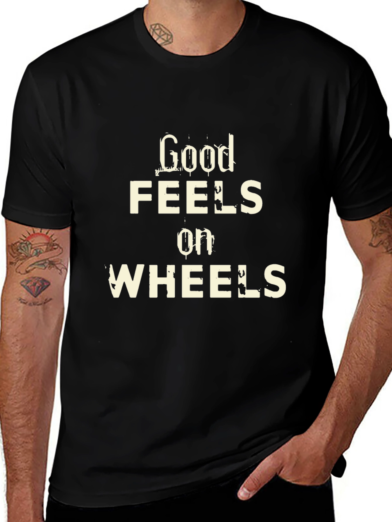 Variant 21 of Good Feels on Wheels Graphic Tee - Black