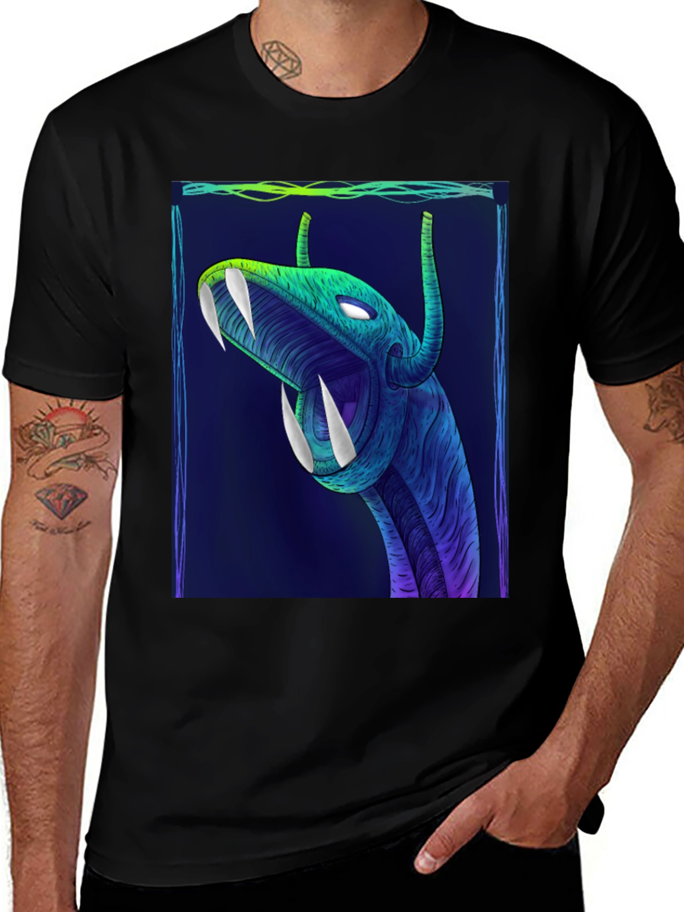 Variant 25 of Men's Graphic T-Shirt - Serpent Design