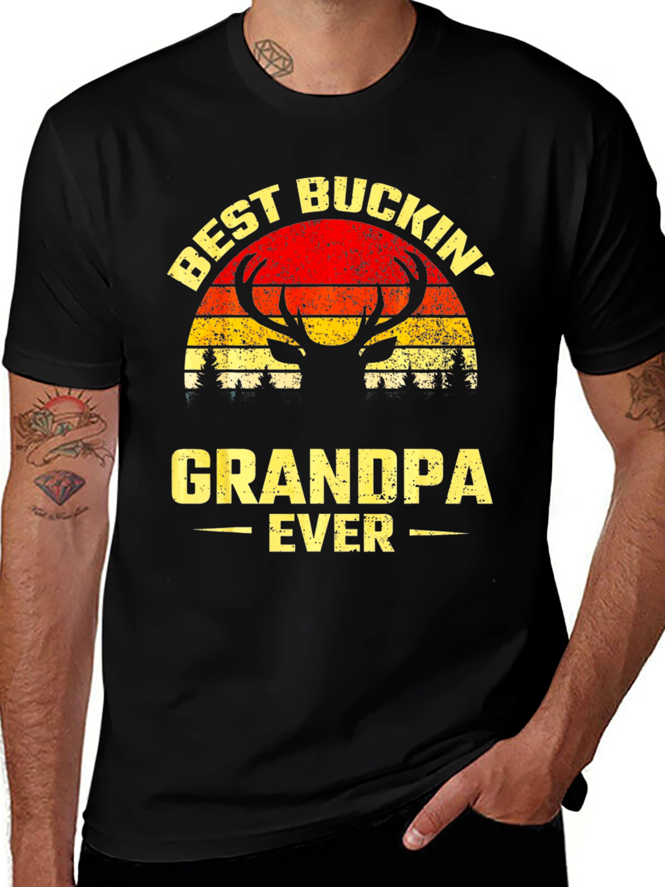 Best Buckin' Grandpa Ever Black T-Shirt