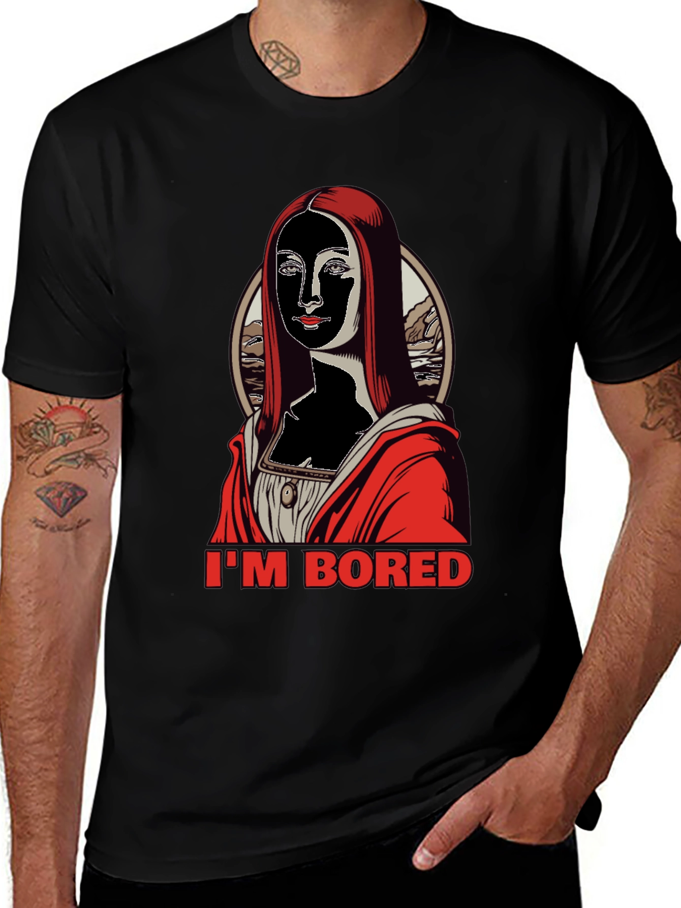 Variant 3 of I'm Bored Mona T-Shirt - Black
