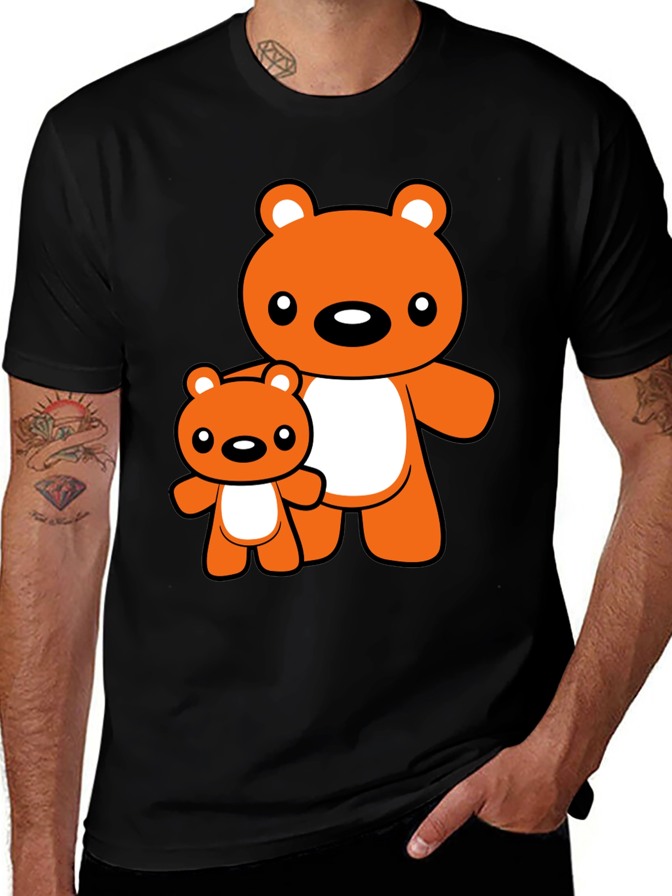 Variant 12 of Cute Bear Graphic Tee - Black T-Shirt