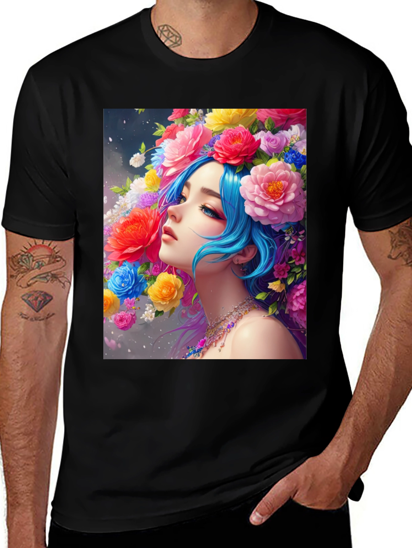 Variant 23 of Floral Portrait Black Tee