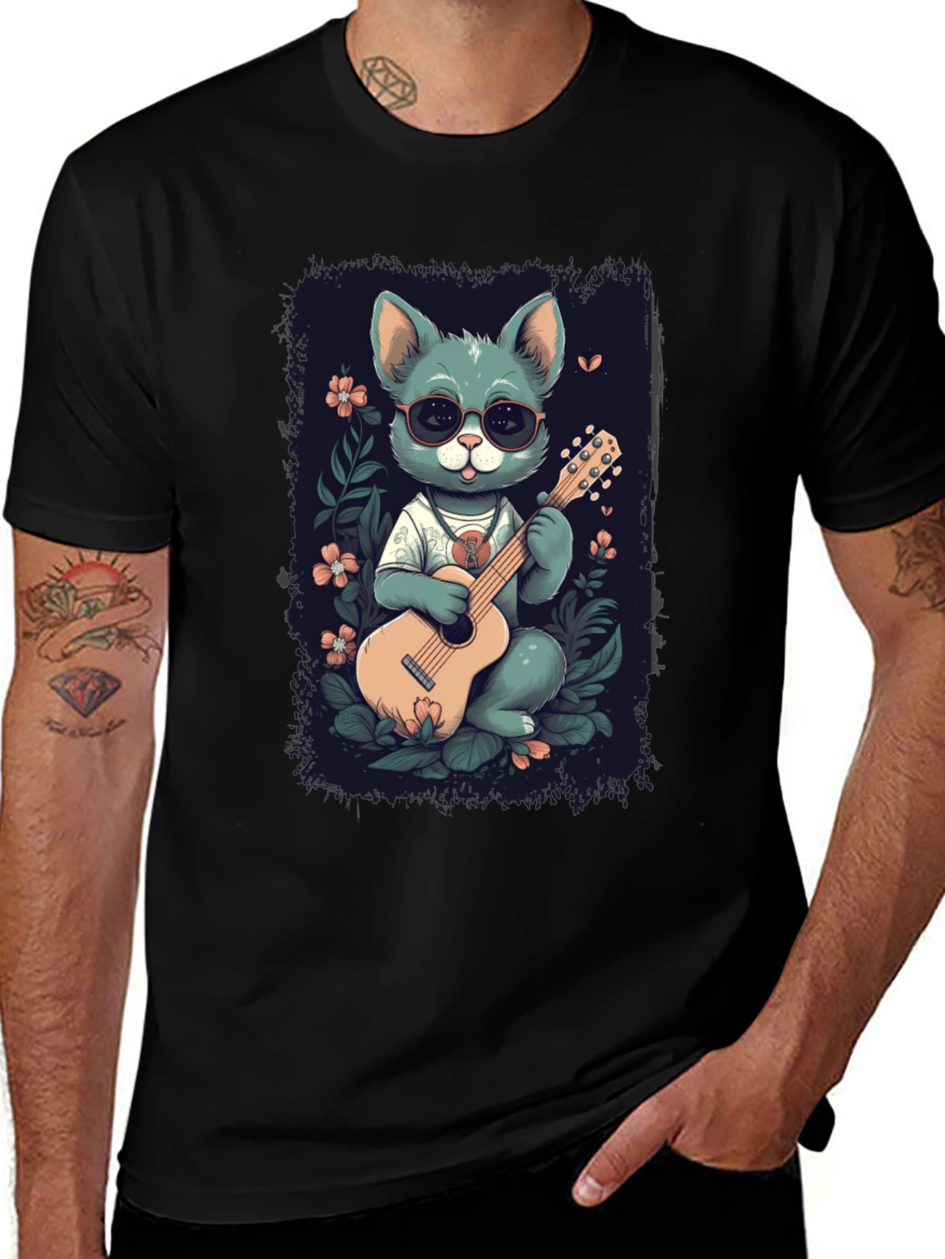 Variant 29 of Cool Cat Guitarist Graphic T-Shirt