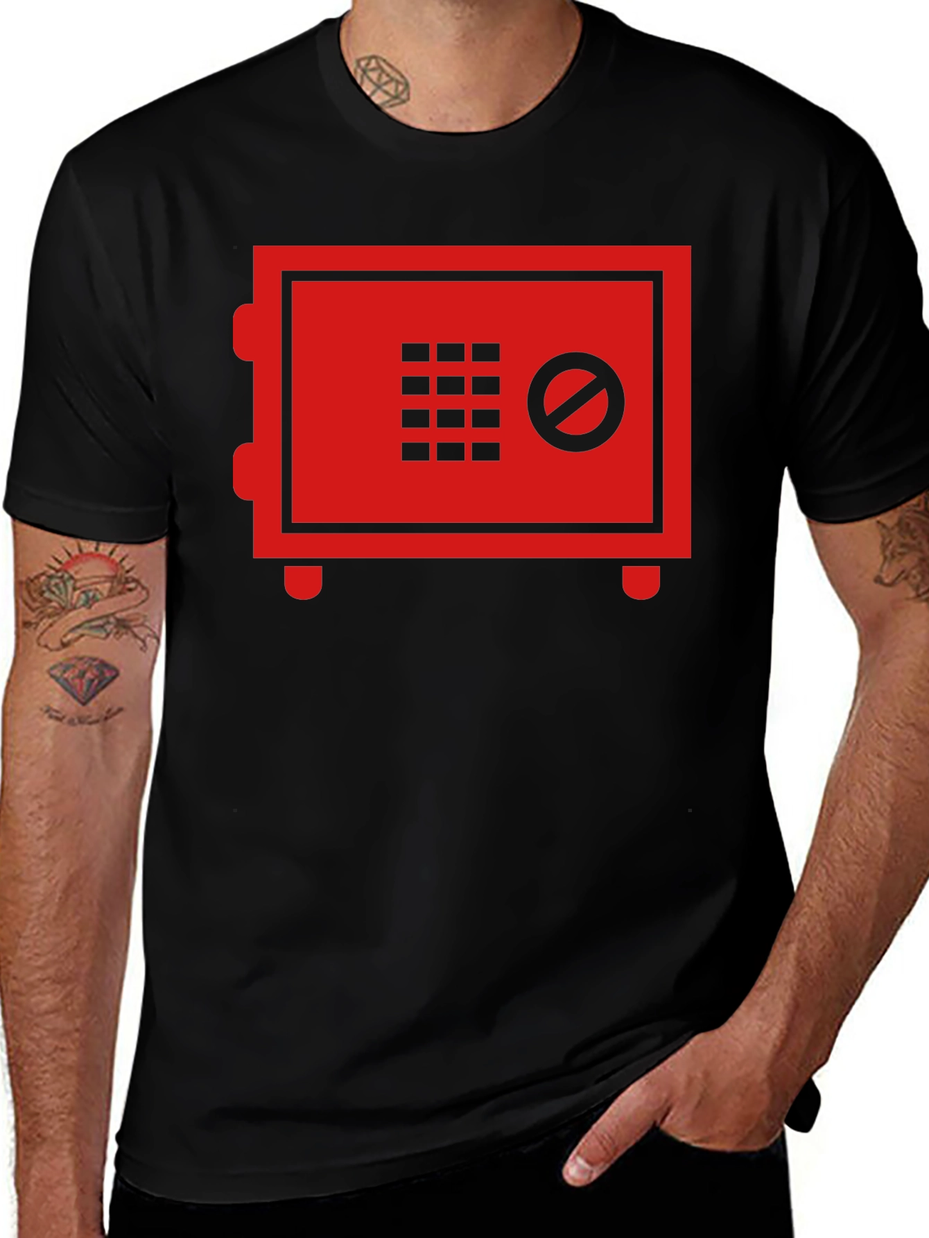 Variant 16 of Red Safe Graphic Black T-Shirt