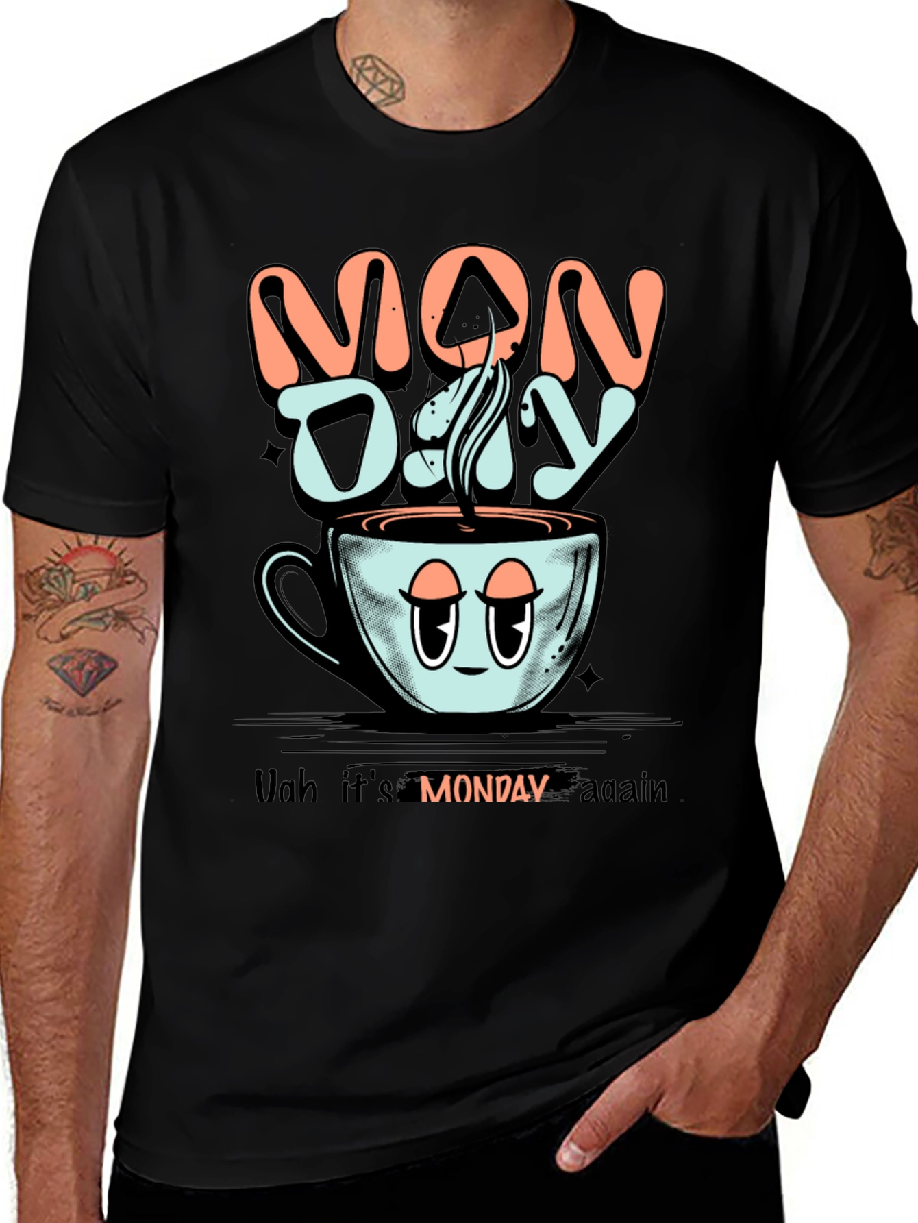Variant 10 of Monday Coffee Graphic Tee - Funny Lazy Monday Shirt