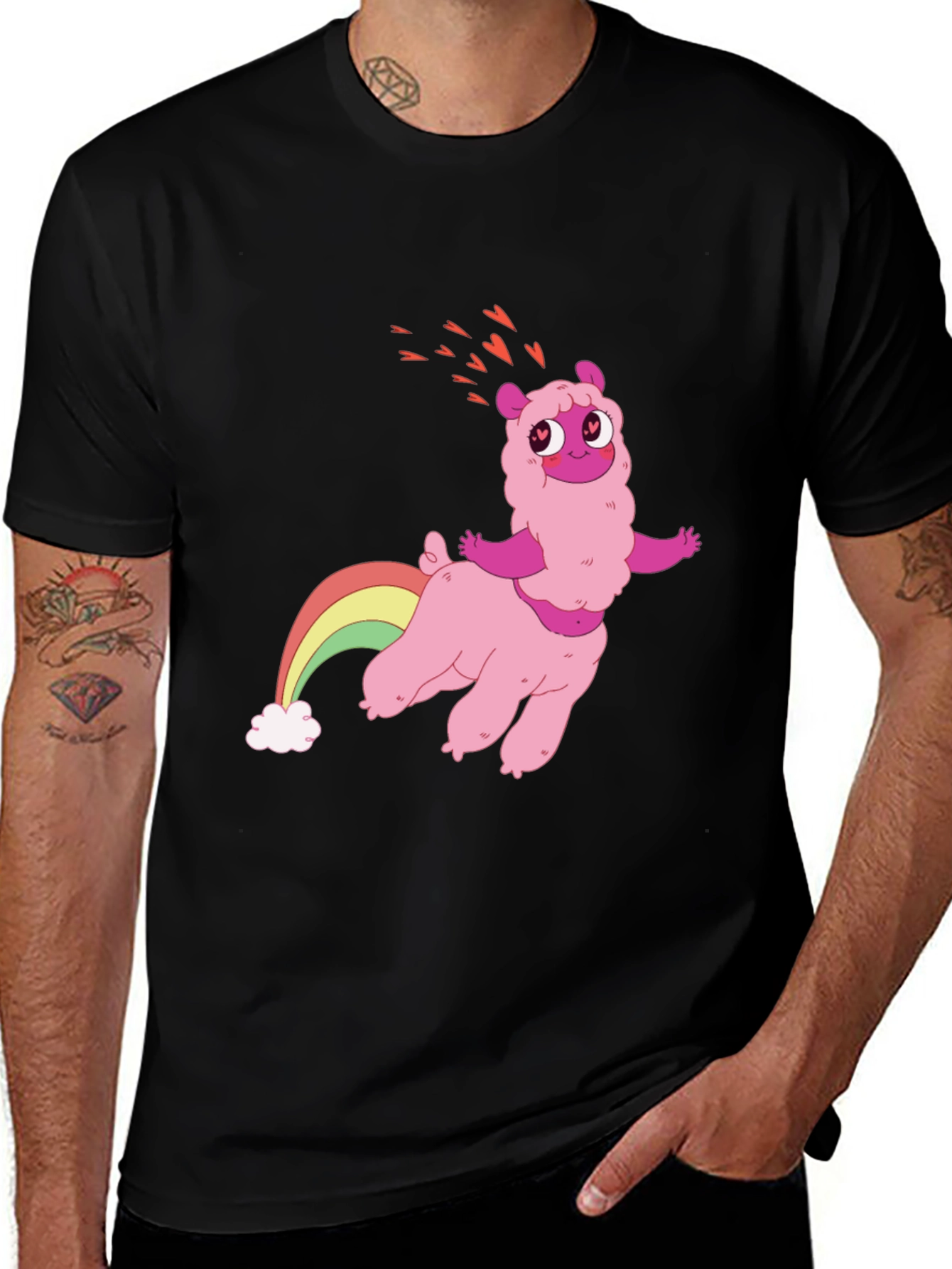 Variant 30 of Pink Llama Rainbow T-Shirt