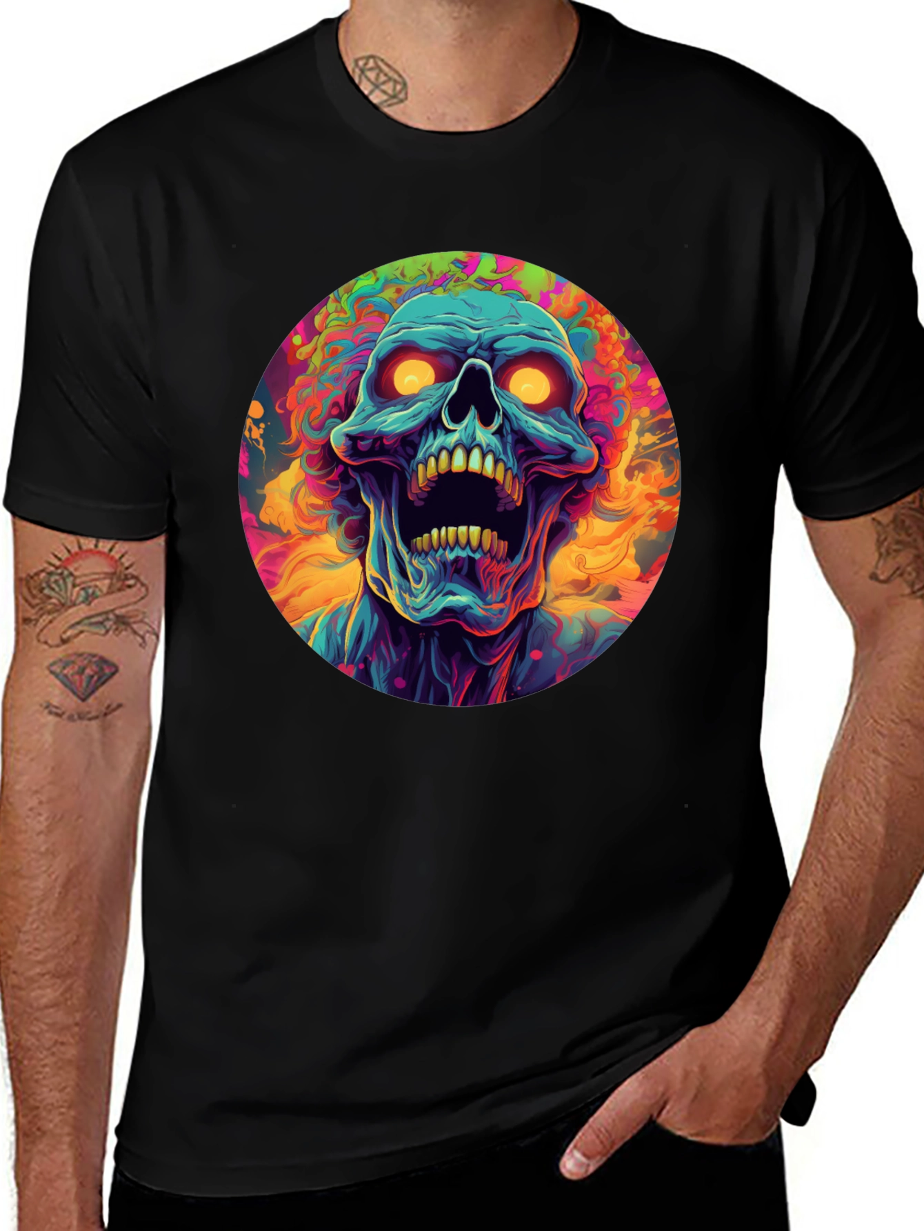 Variant 6 of Psychedelic Skull Graphic Tee