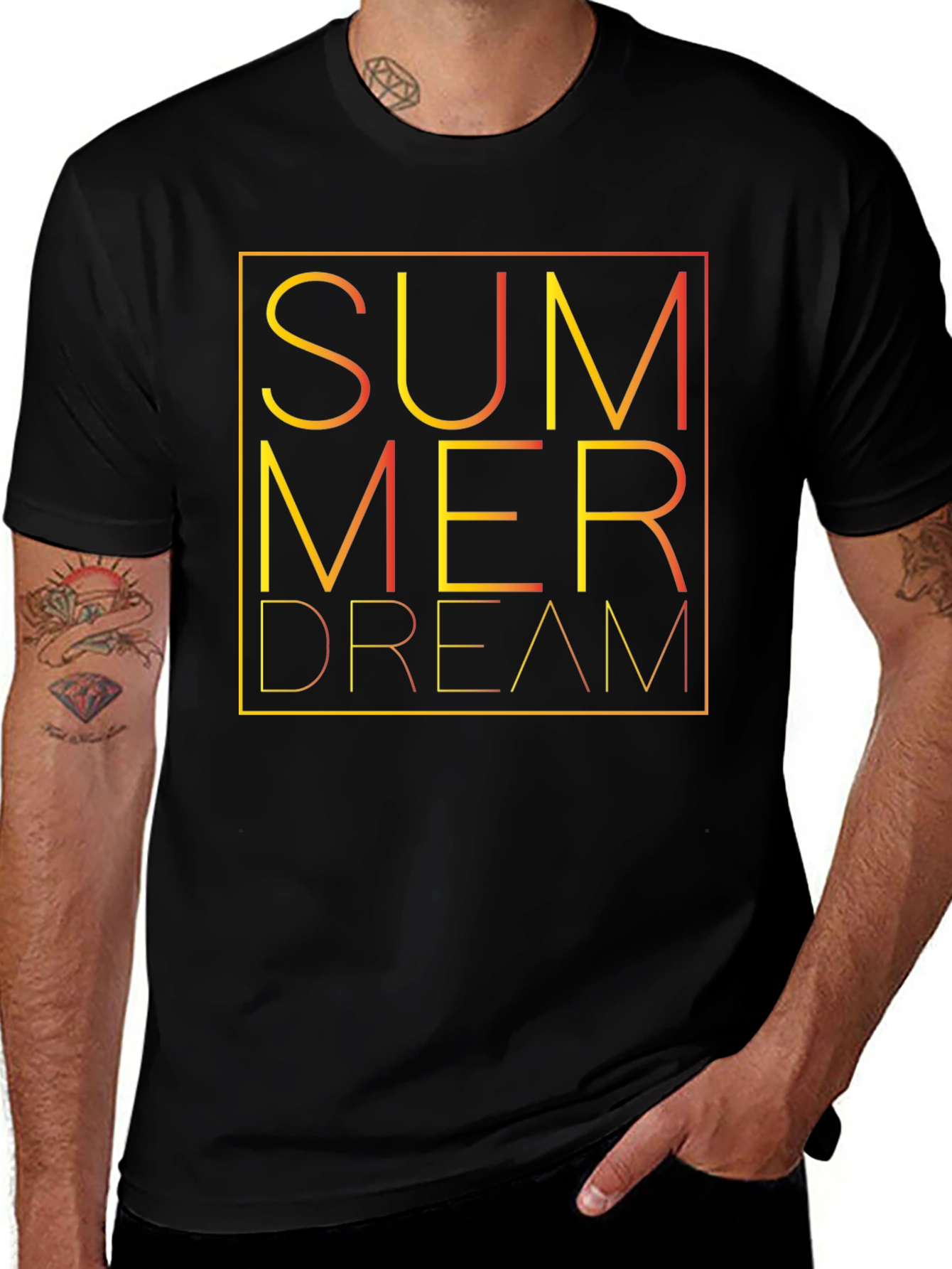 Variant 26 of Summer Dream Graphic Black T-Shirt