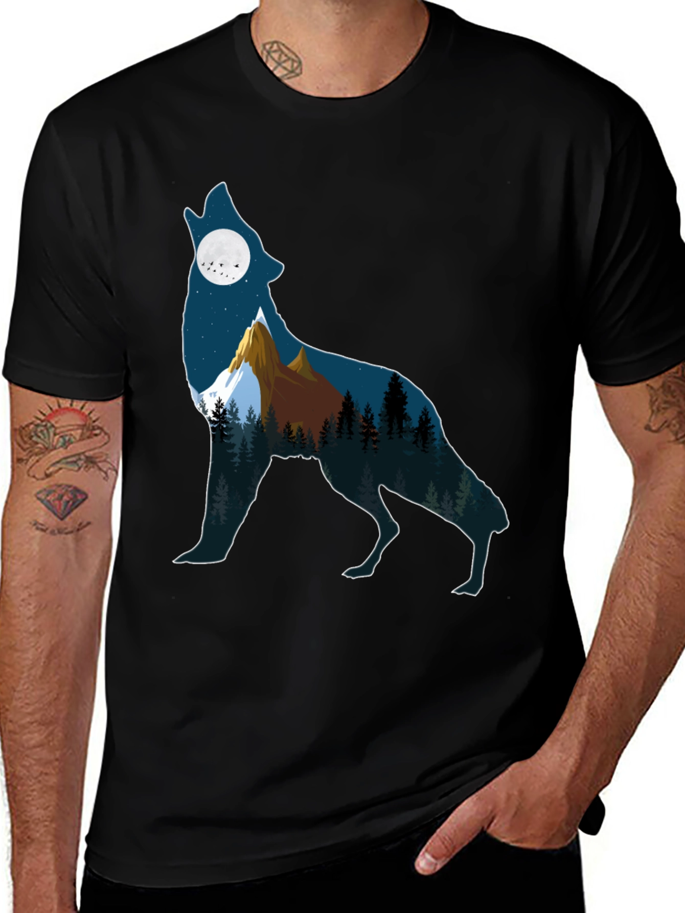 Variant 19 of Wolf Silhouette Nature Graphic Tee