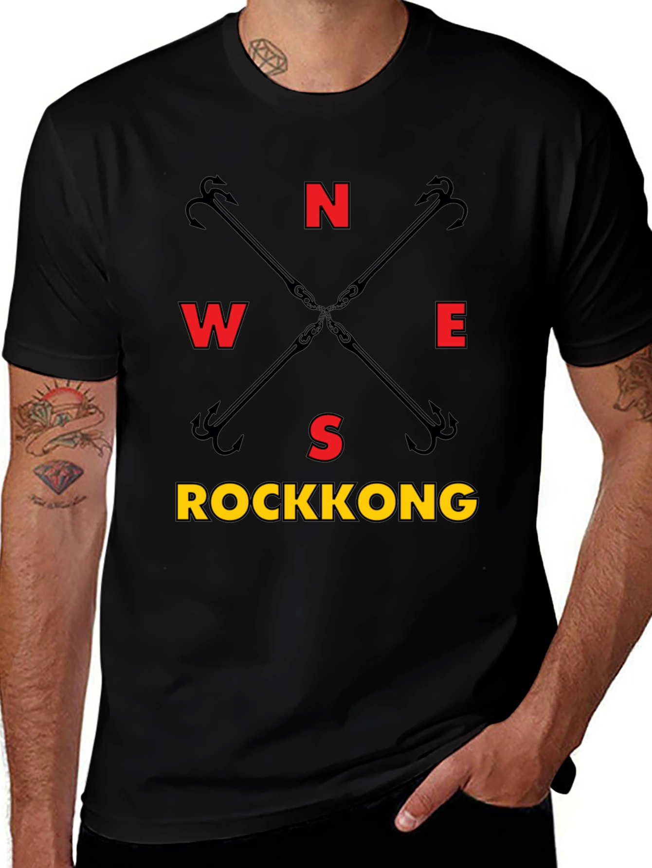 Variant 18 of Rockkong Compass Black T-Shirt