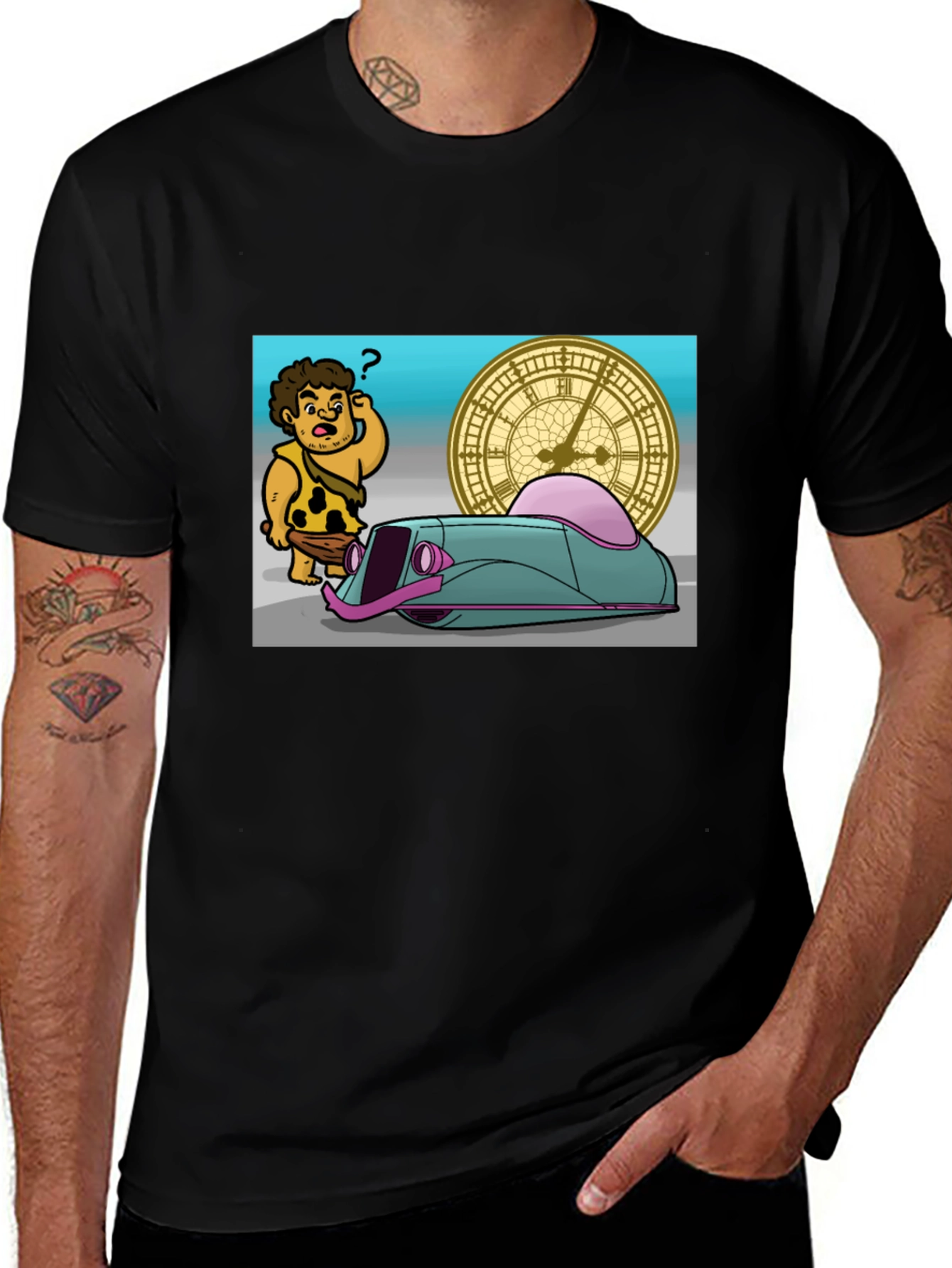 Variant 7 of Caveman Time Traveler Graphic T-Shirt