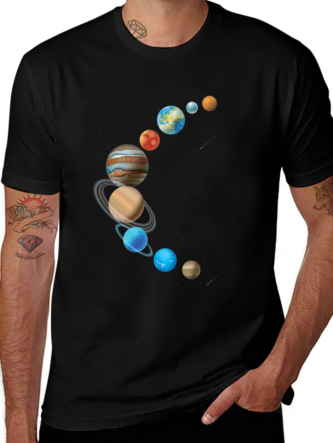 Variant 30 of Planets Graphic Tee - Black Cotton Blend