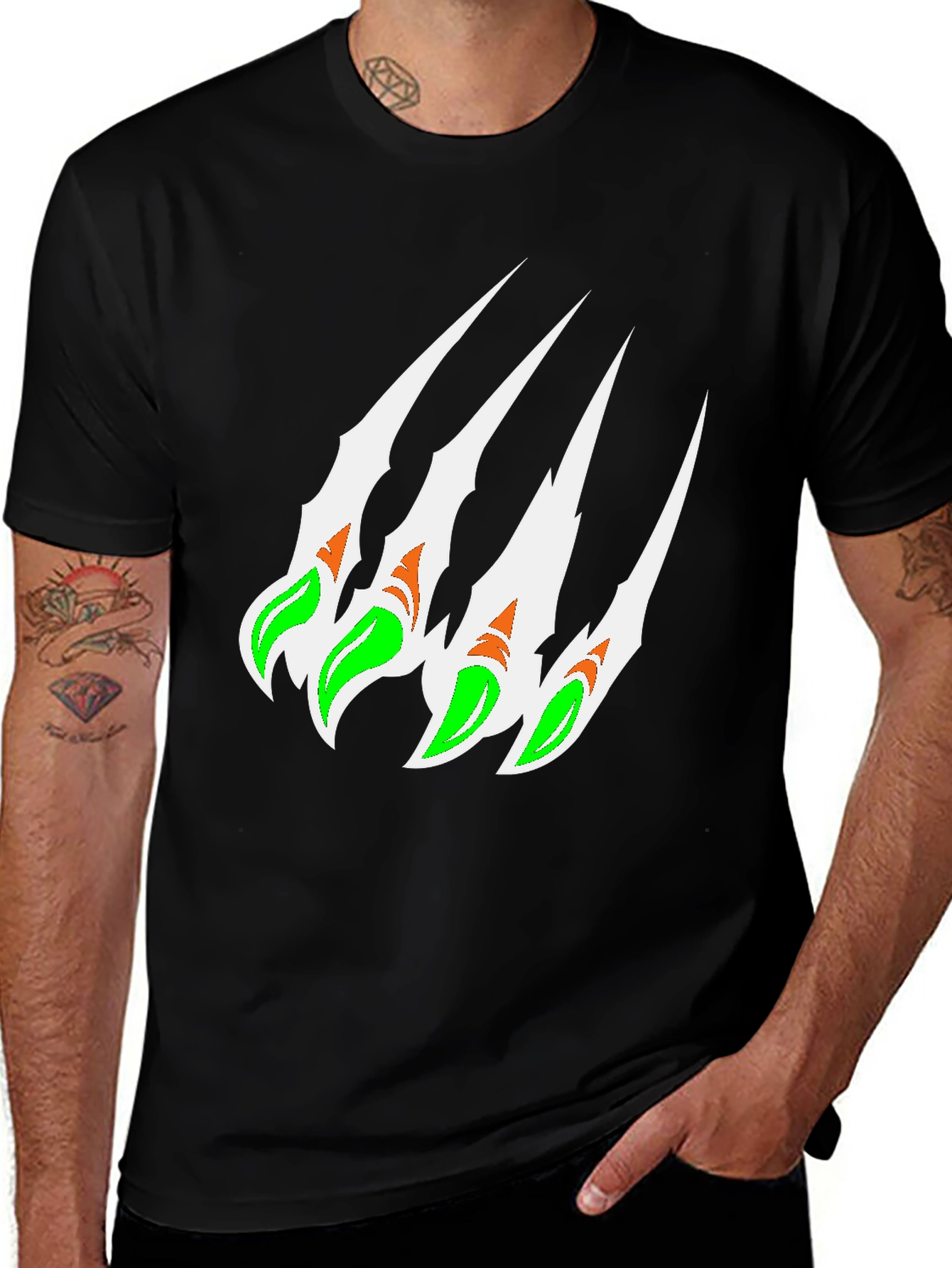 Variant 12 of Claw Mark Graphic Print Black T-Shirt