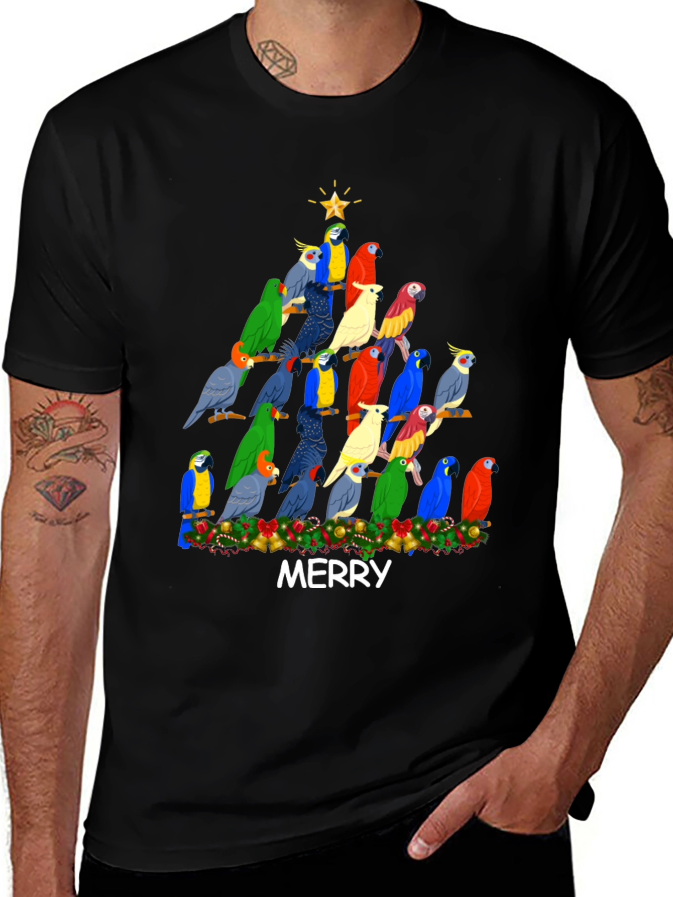 Festive Parrot Christmas Tree T-Shirt