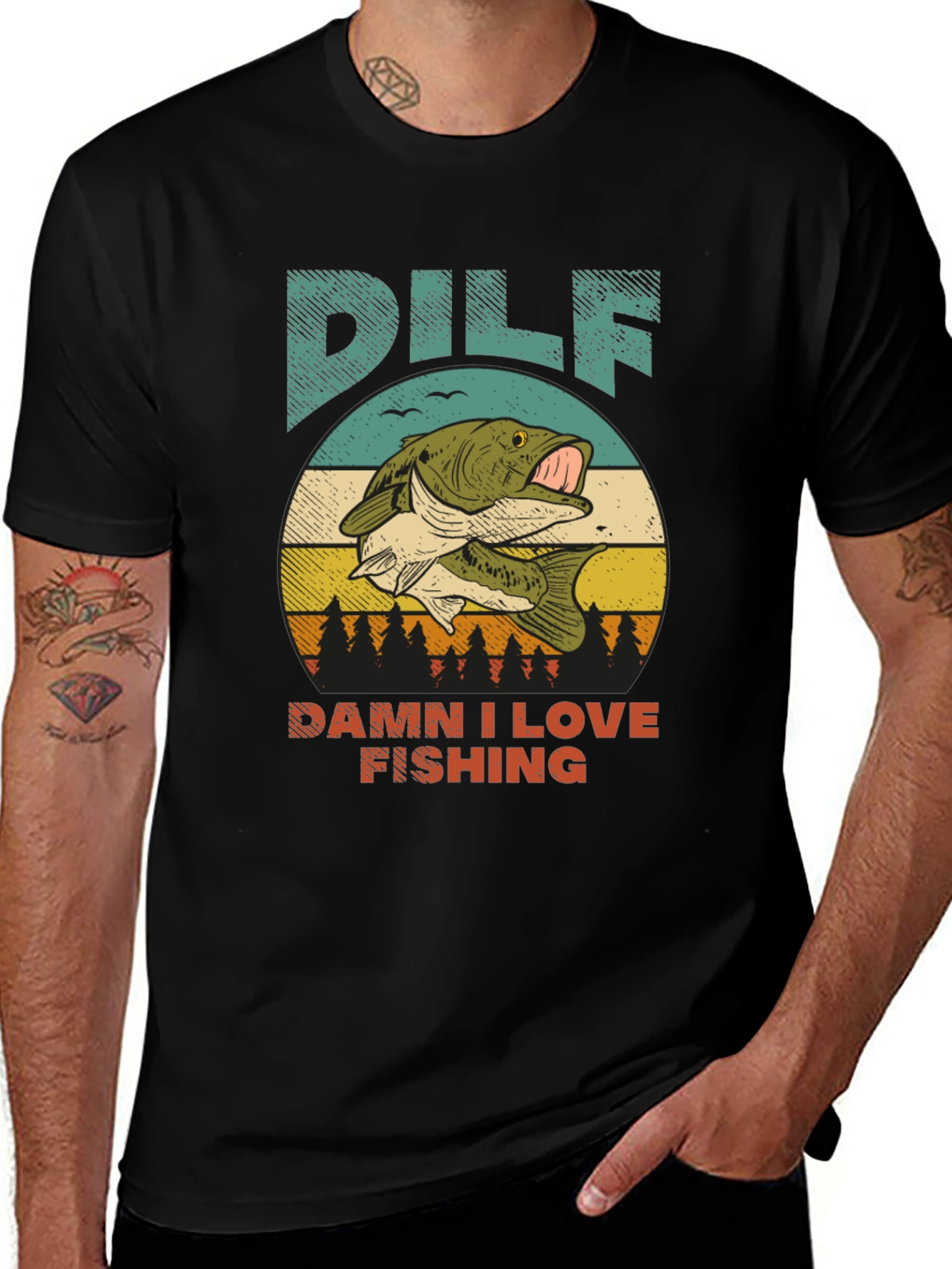 Variant 2 of DILF Damn I Love Fishing Graphic Tee