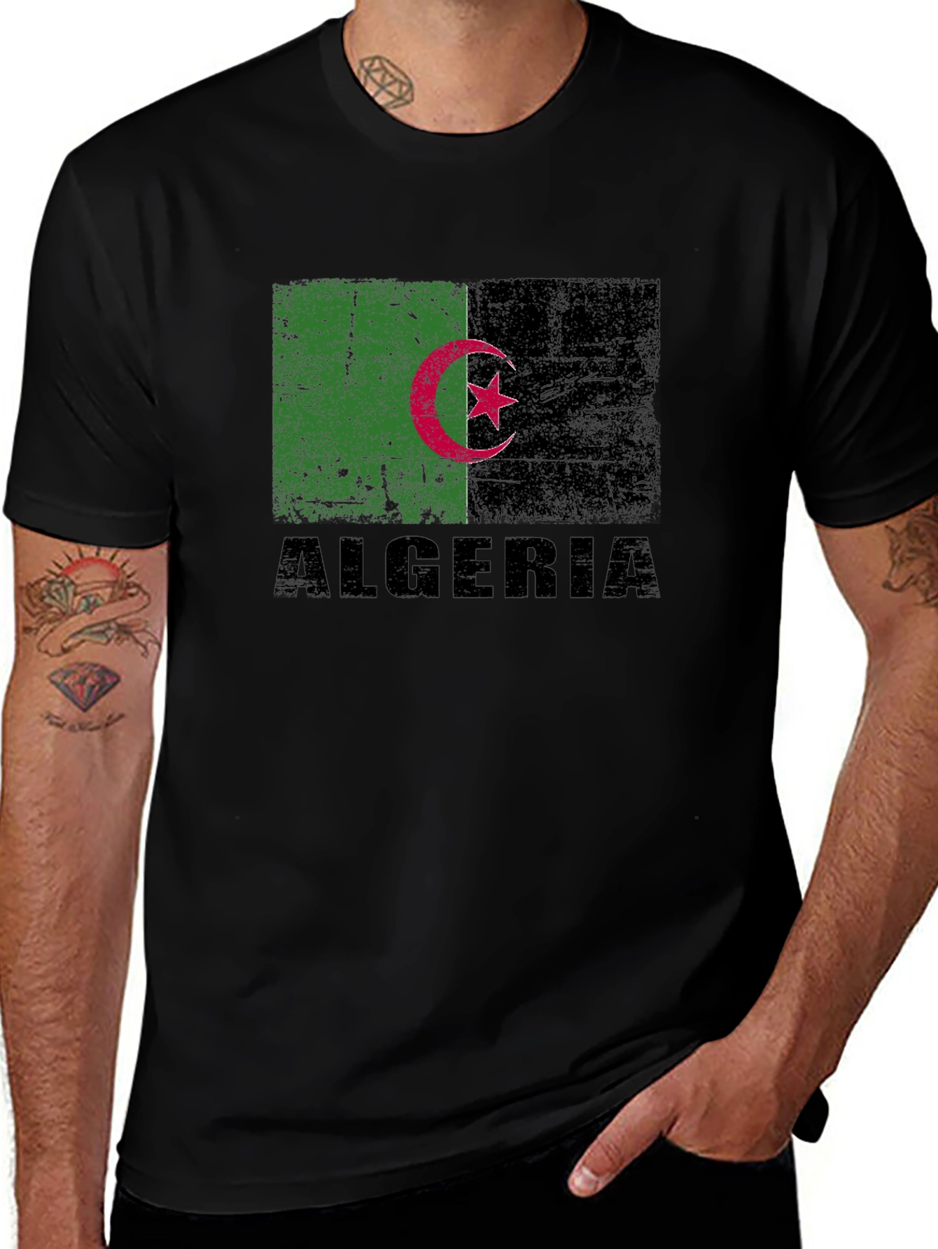 Algeria Flag T-Shirt - Distressed Look