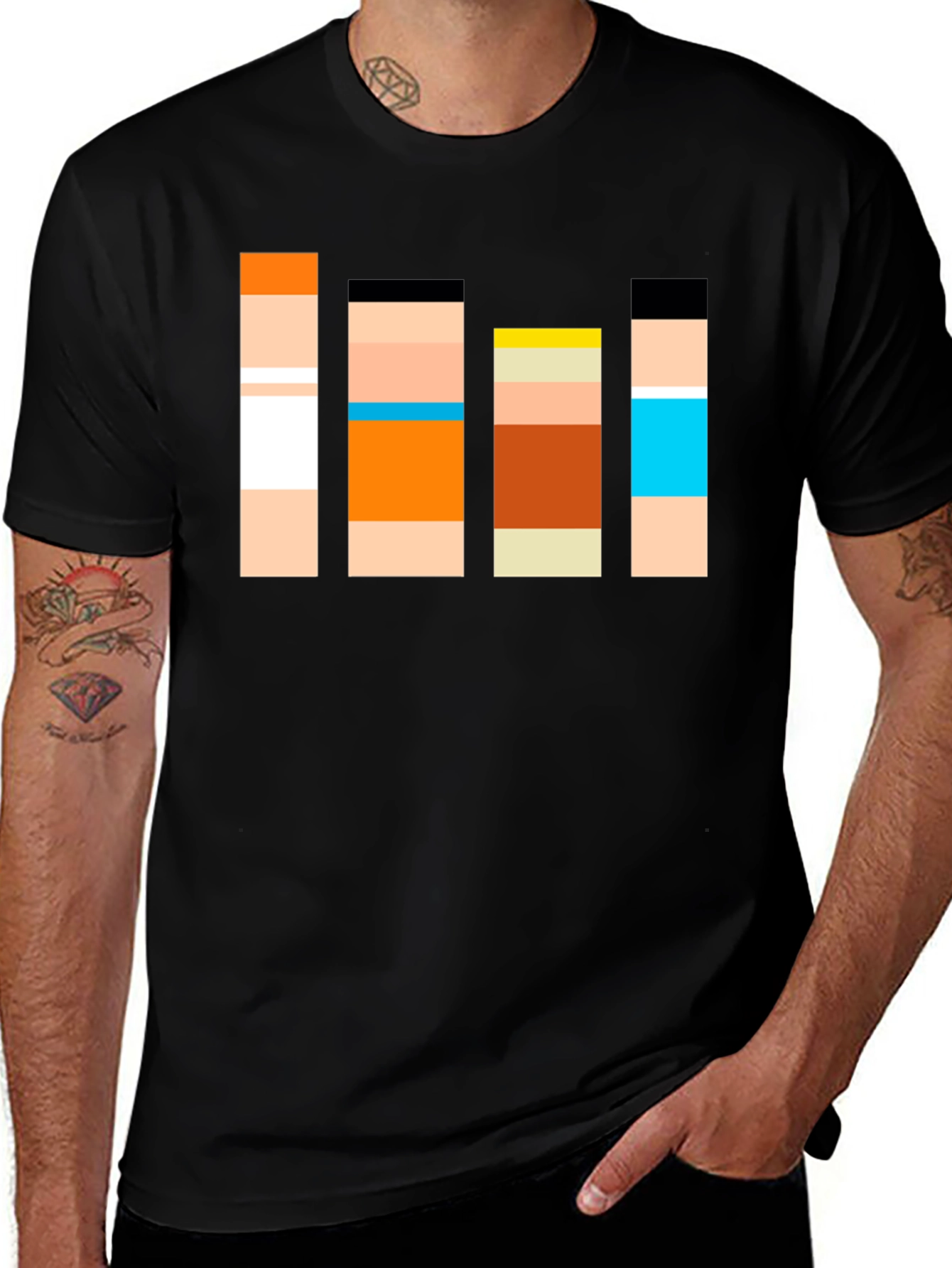 Variant 8 of Retro Character Block T-Shirt - Classic Cartoon Style